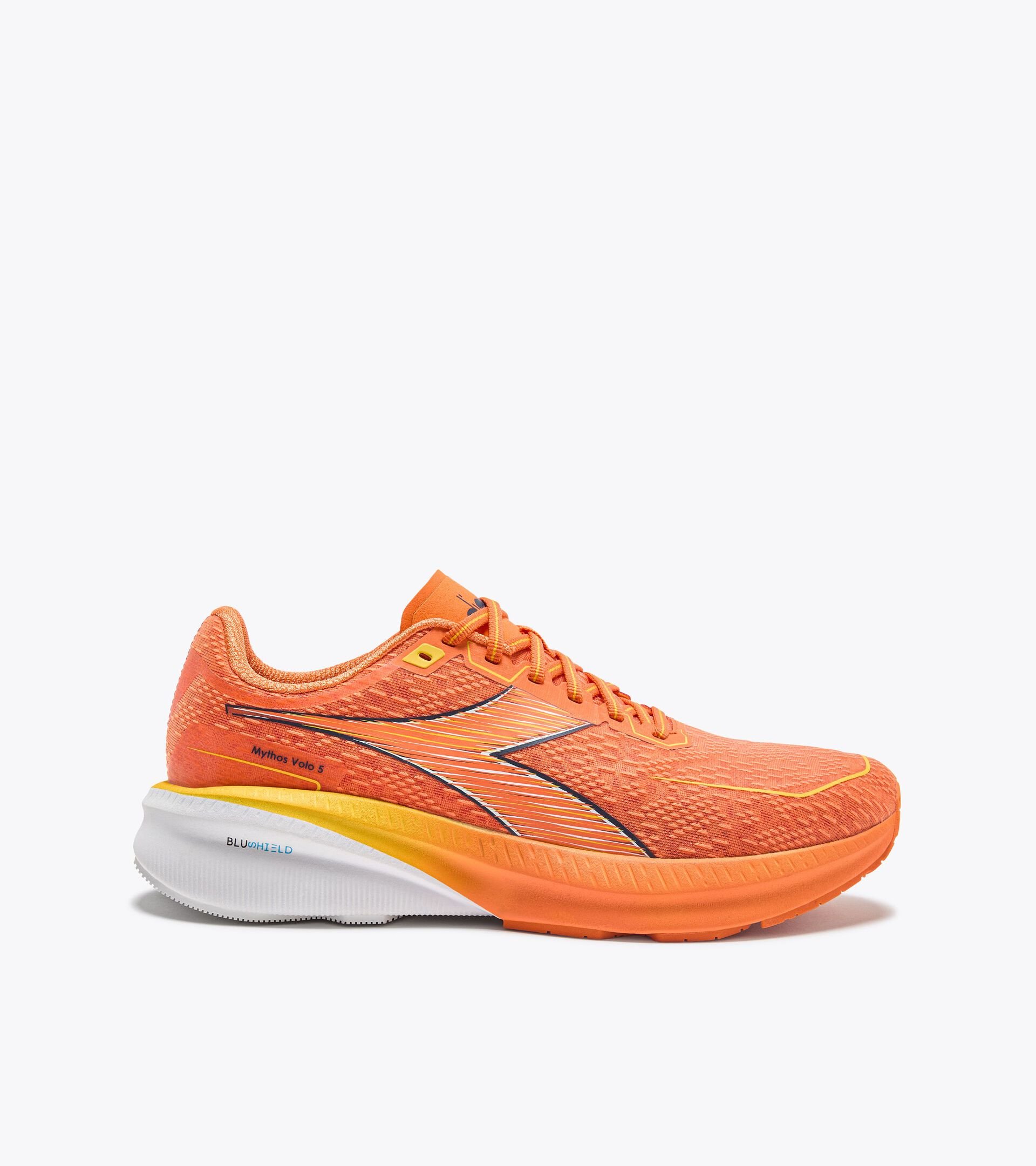 Running shoe - Stability and lightness - Men’s MYTHOS BLUSHIELD VOLO 5 NECTARINE/LEMON CHROME - Diadora