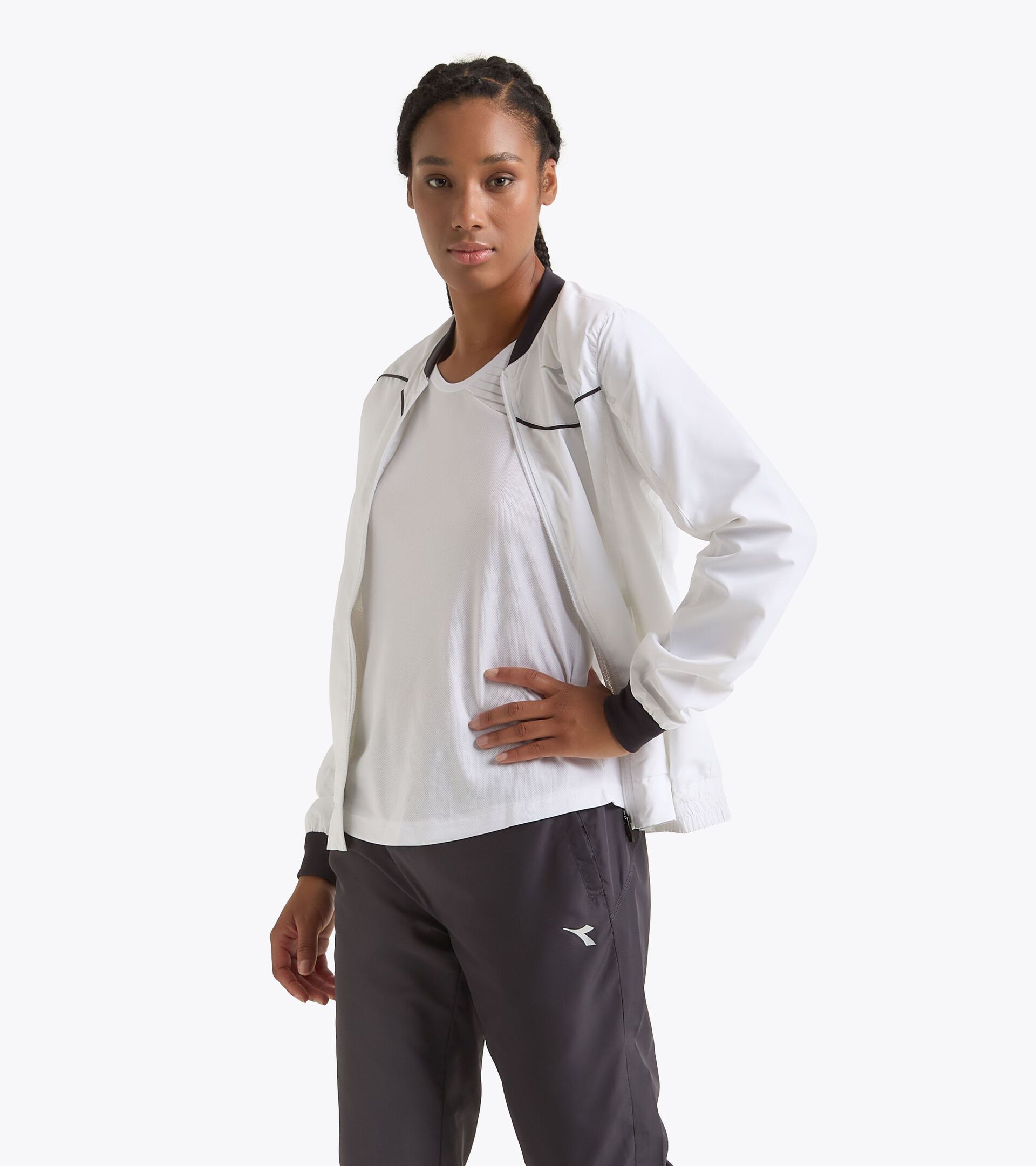 Veste de tennis - Femme L. JACKET COURT BLANC VIF - Diadora