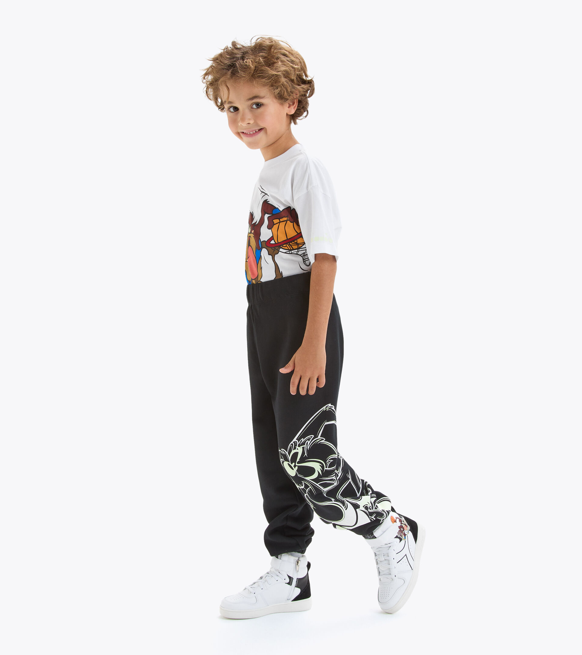 Cotton terrycloth joggers - Kids JU.JOGGER PANT WB BLACK/OPTICAL WHITE - Diadora