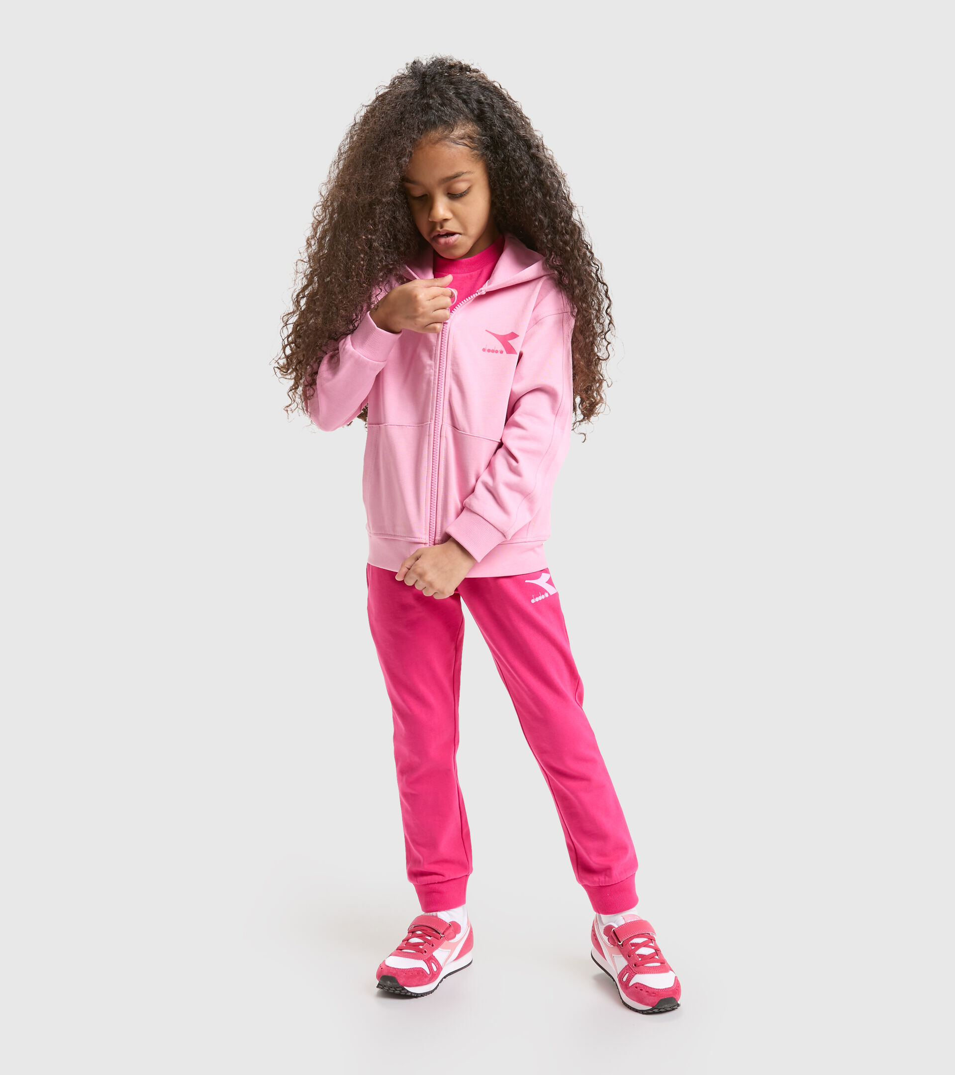 Junior cotton sports sweatshirt - Unisex JU. HOODIE FZ RAINBOW CANDY PINK - Diadora