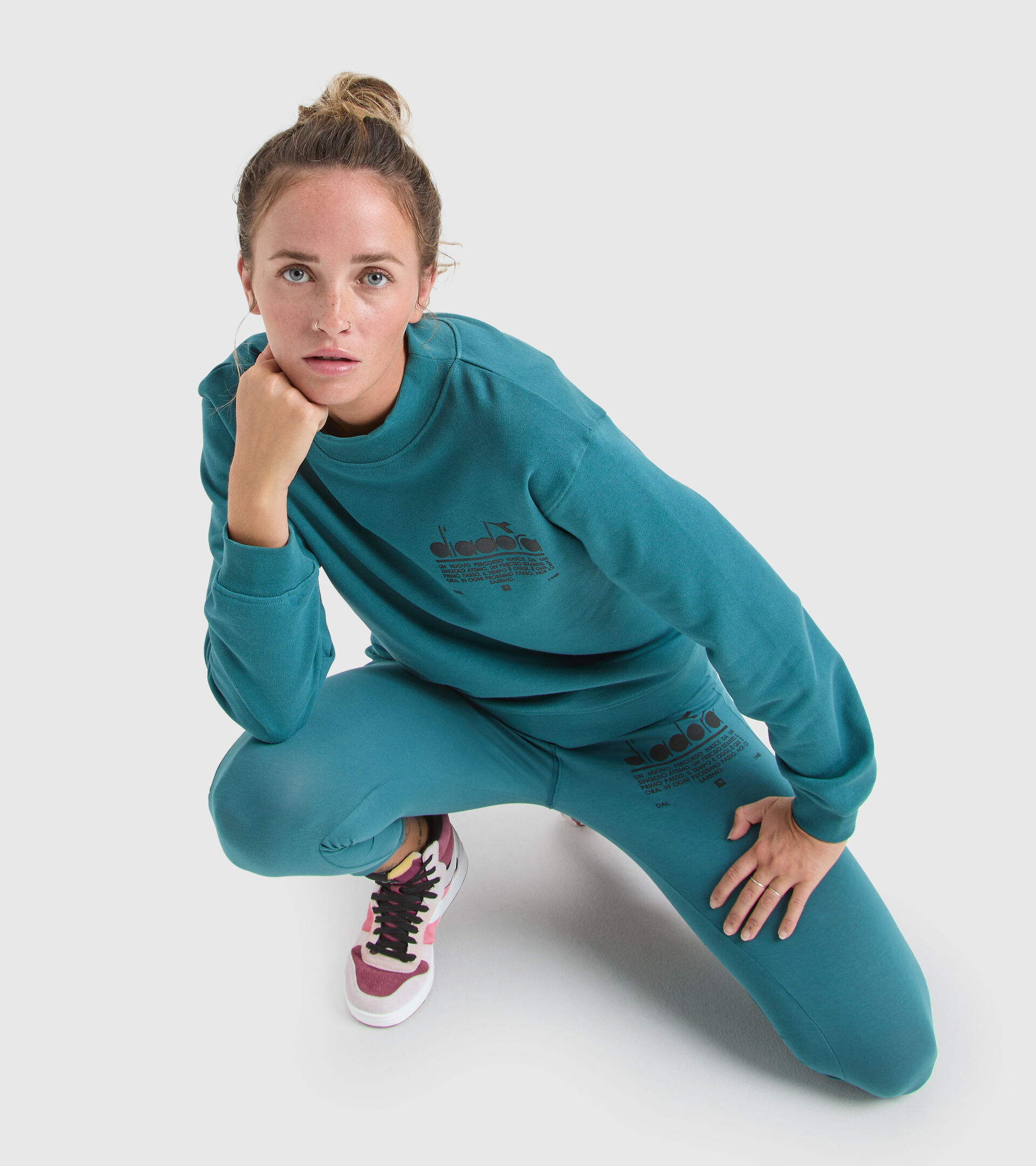 Felpa in cotone - Donna L. SWEATSHIRT CREW MANIFESTO BLU PACIFICO - Diadora