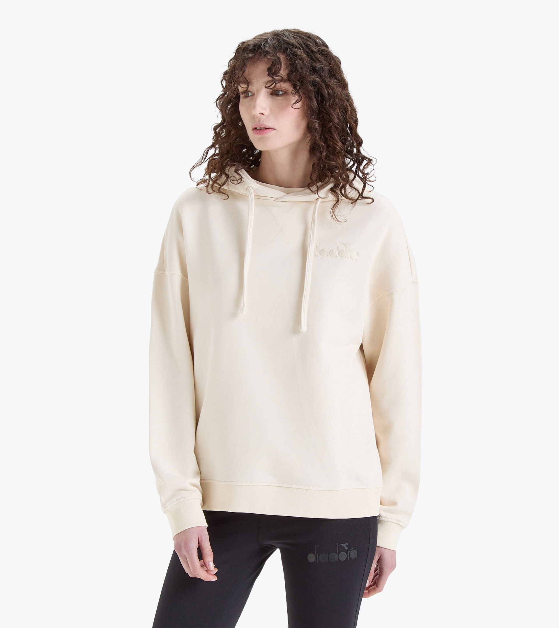 Sweat-shirt en coton - Femme L. HOODIE SPW LOGO BLANC CYGNE - Diadora