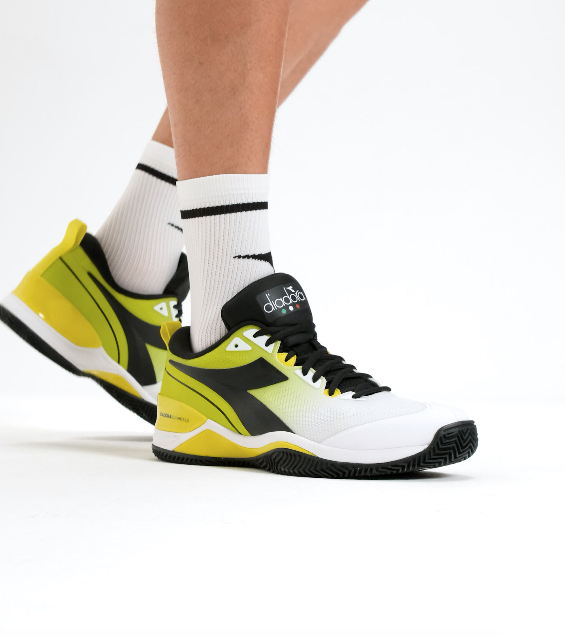 Clay court tennis shoe - Men SPEED BLUSHIELD 5 CLAY WHITE/BLACK/LIME GREEN - Diadora