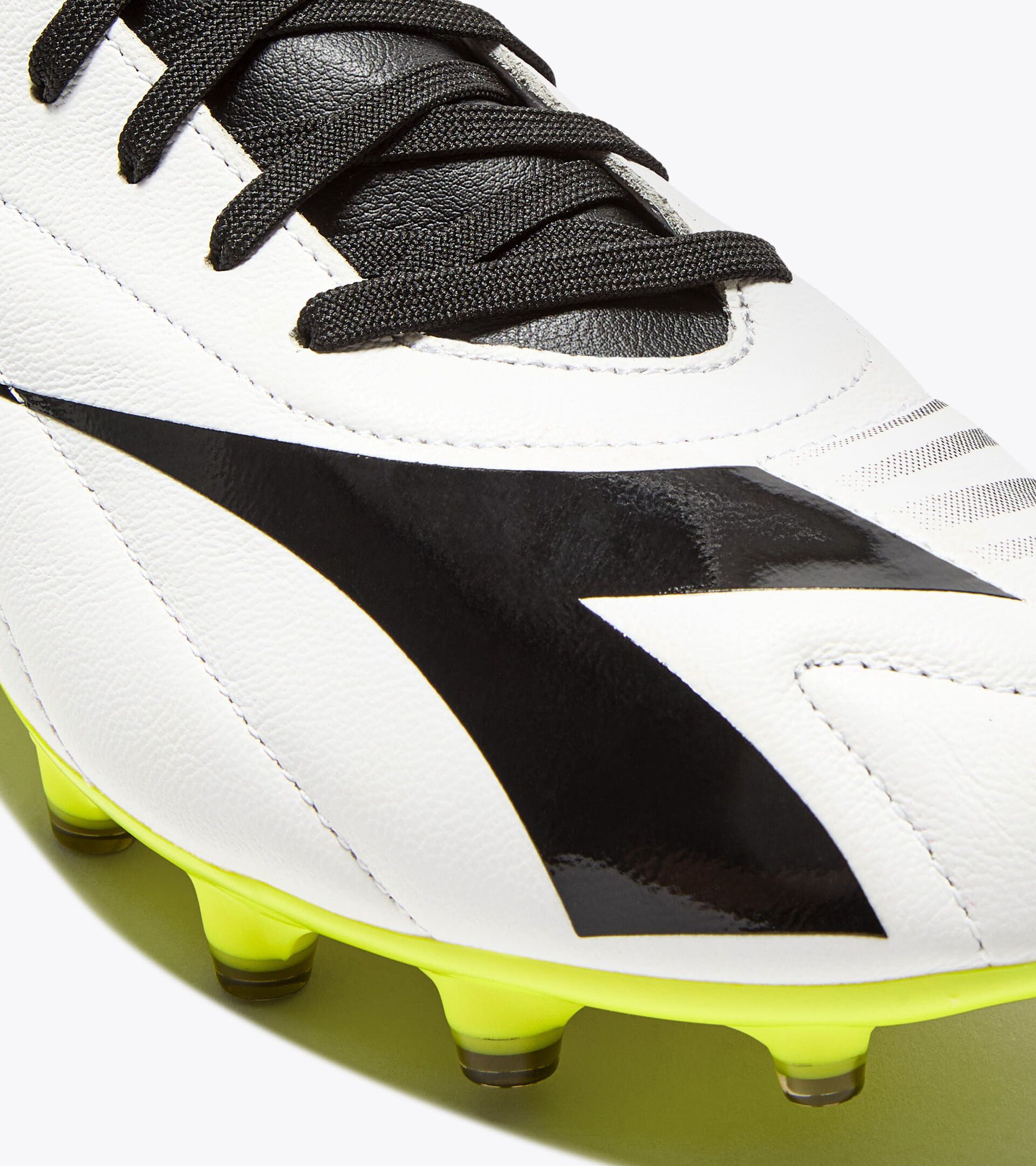 Leather calcio boots for firm grounds - All-gender MAXIMUS ICON LT SLP12 BLACK/WHITE/YELLOW FL DD - Diadora