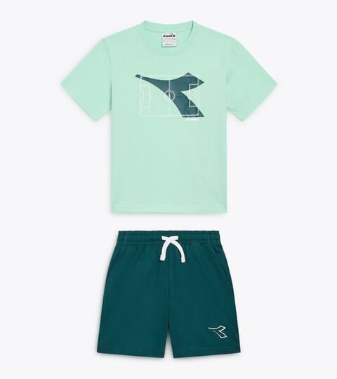 Set sportivo - T-shirt e pantaloncini - Bambino JB. SET  ESSENTIAL SPORTS SS VERDE UOVO DUCCELLO - Diadora