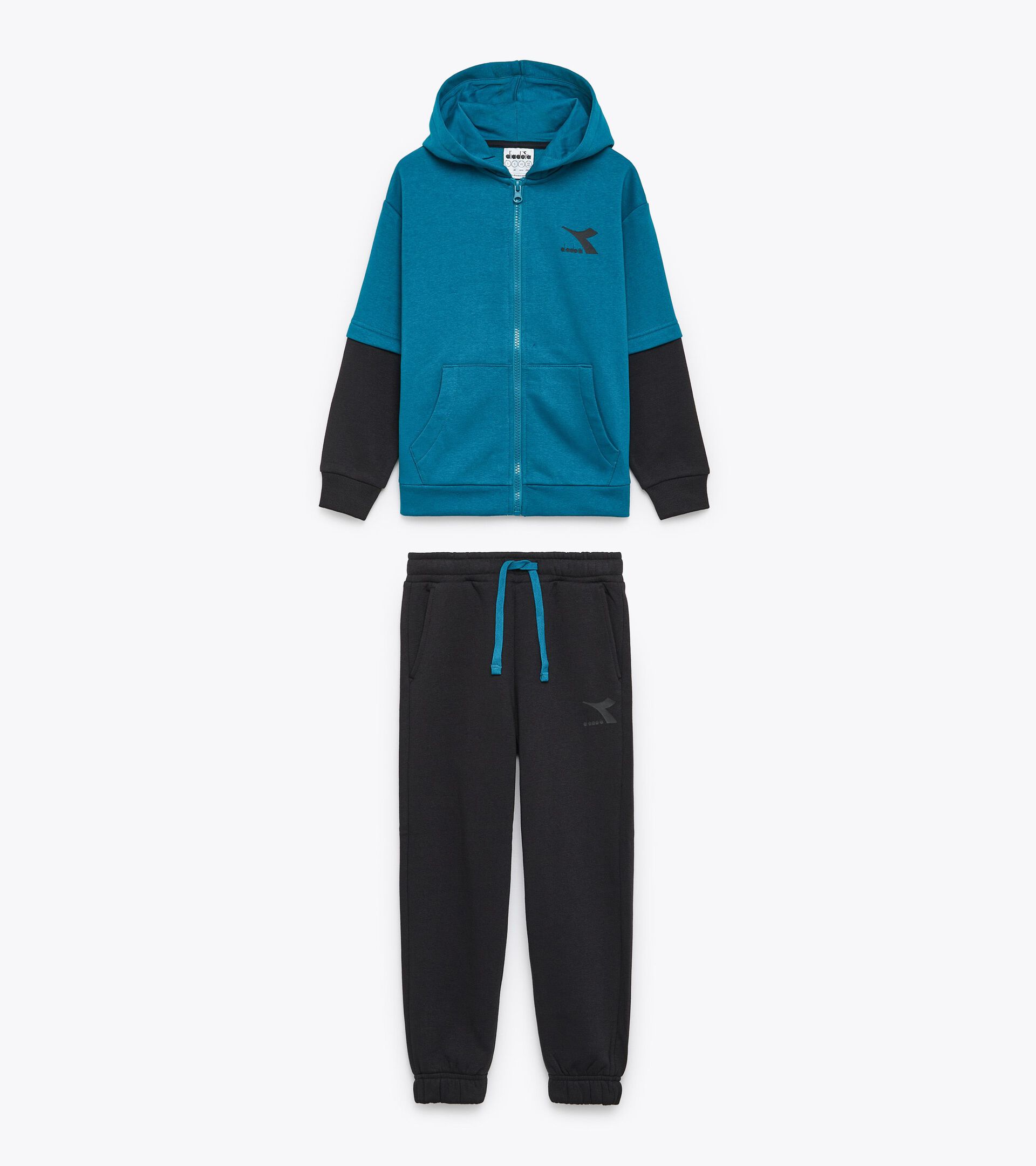 Sporty set - Boy JB. TRACKSUIT HD FZ NEON BLACK/CRYSTAL TEAL - Diadora