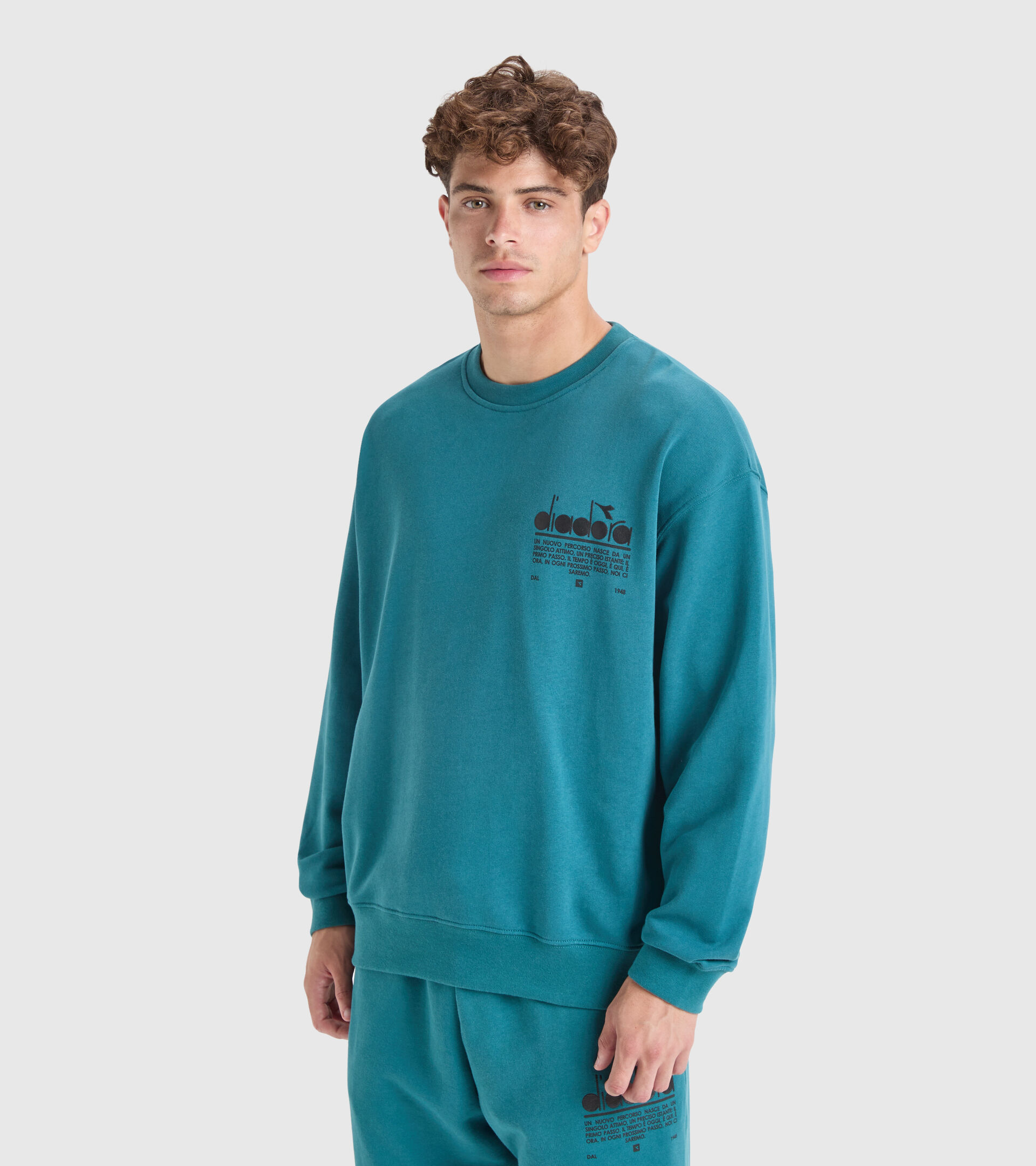 Felpa in cotone - Unisex SWEATSHIRT CREW MANIFESTO BLU PACIFICO - Diadora