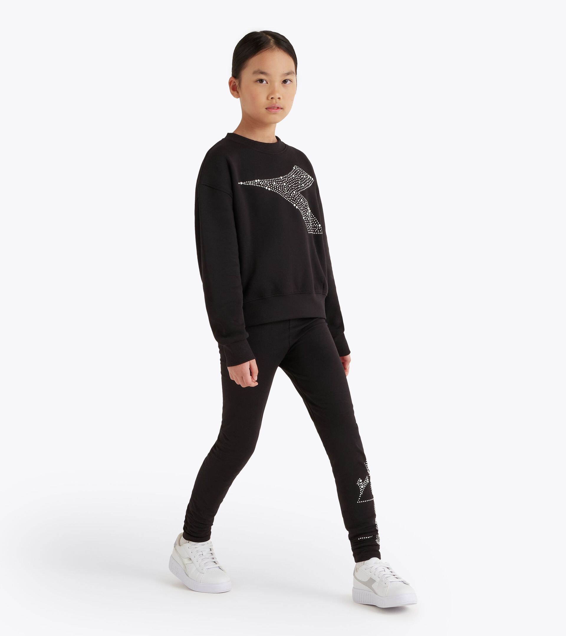 Felpa a girocollo - Ragazze JG. SWEATSHIRT RHINESTONE NERO - Diadora