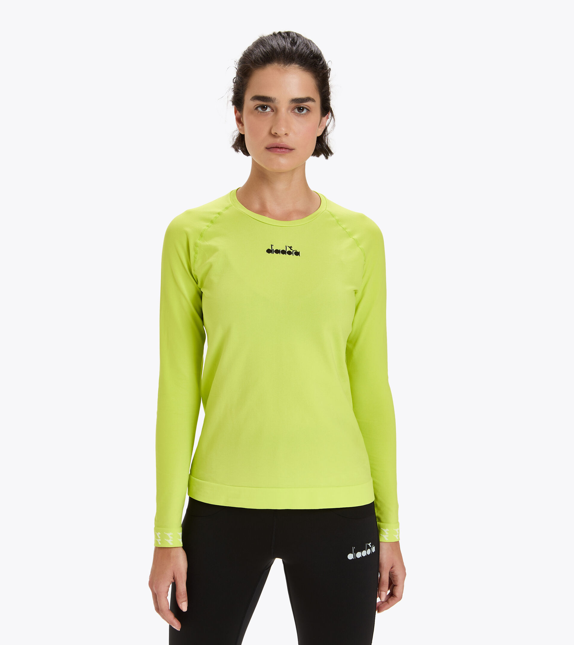 Italian-made running T-shirt - Women L. LS SKIN FRIENDLY T-SHIRT GREEN SPRING - Diadora
