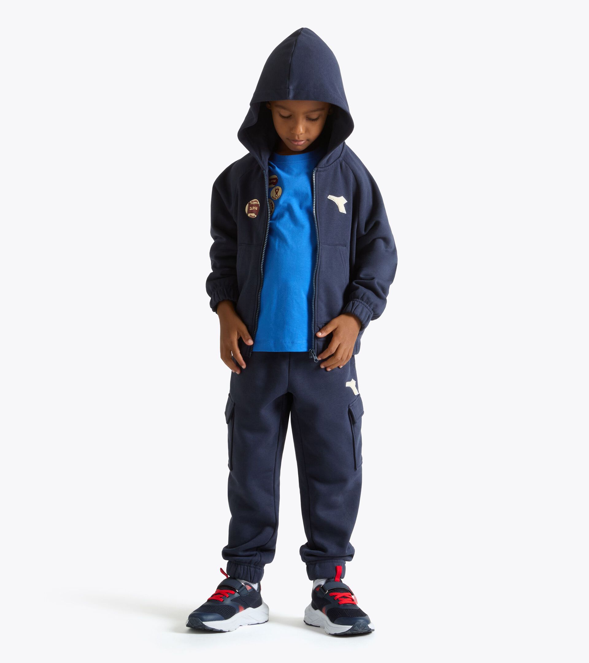 Surv&ecirc;tement cotton look - Regular - Gar&ccedil;on JB. TRACKSUIT HD FZ LOGO (BR) BLEU NUITS - Diadora