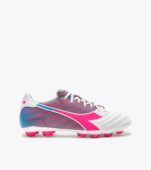 Calcio boots for firm grounds - Men BRASIL ELITE VELOCE GR LPU WHT/PINK FLUO/BLUE FLUO - Diadora
