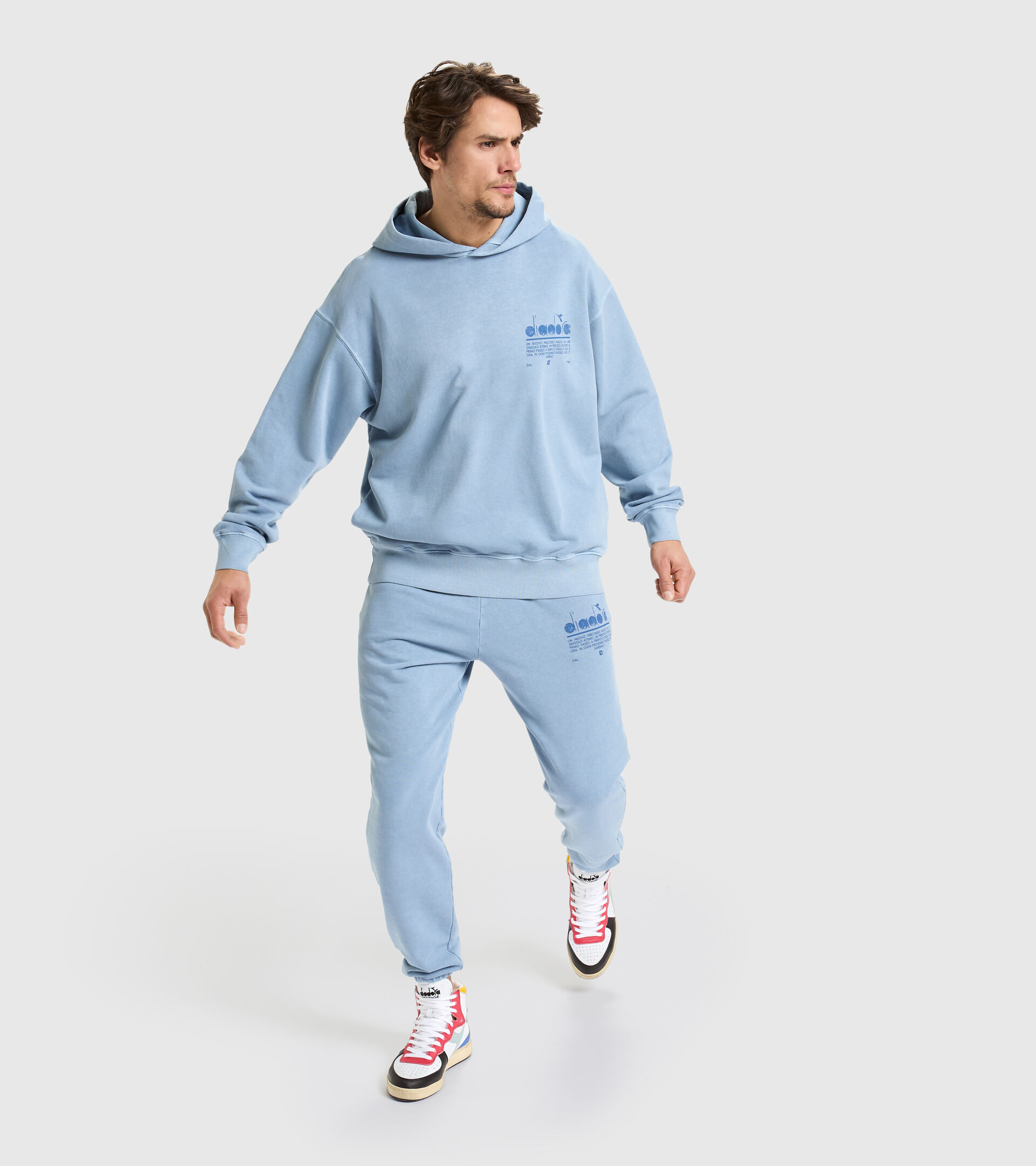 Unbrushed organic sweatshirt - Unisex HOODIE MANIFESTO PALETTE SKY-BLUE COUNTRY - Diadora