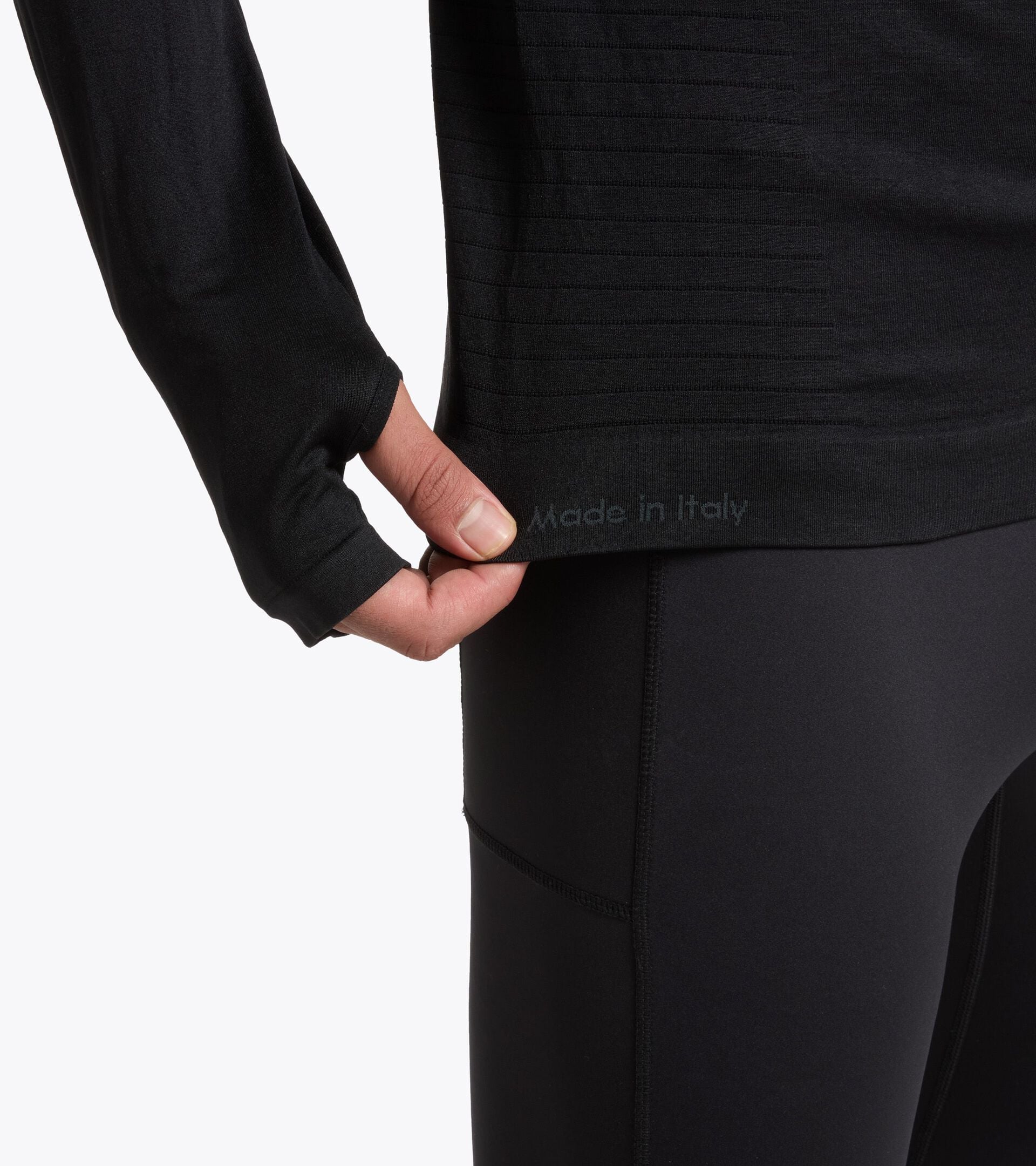 T-shirt technique thermor&eacute;gulateur &agrave; manches longues - Running STRATOUNO - Homme LS T-SHIRT 1/2 ZIP STRATOUNO NOIR - Diadora
