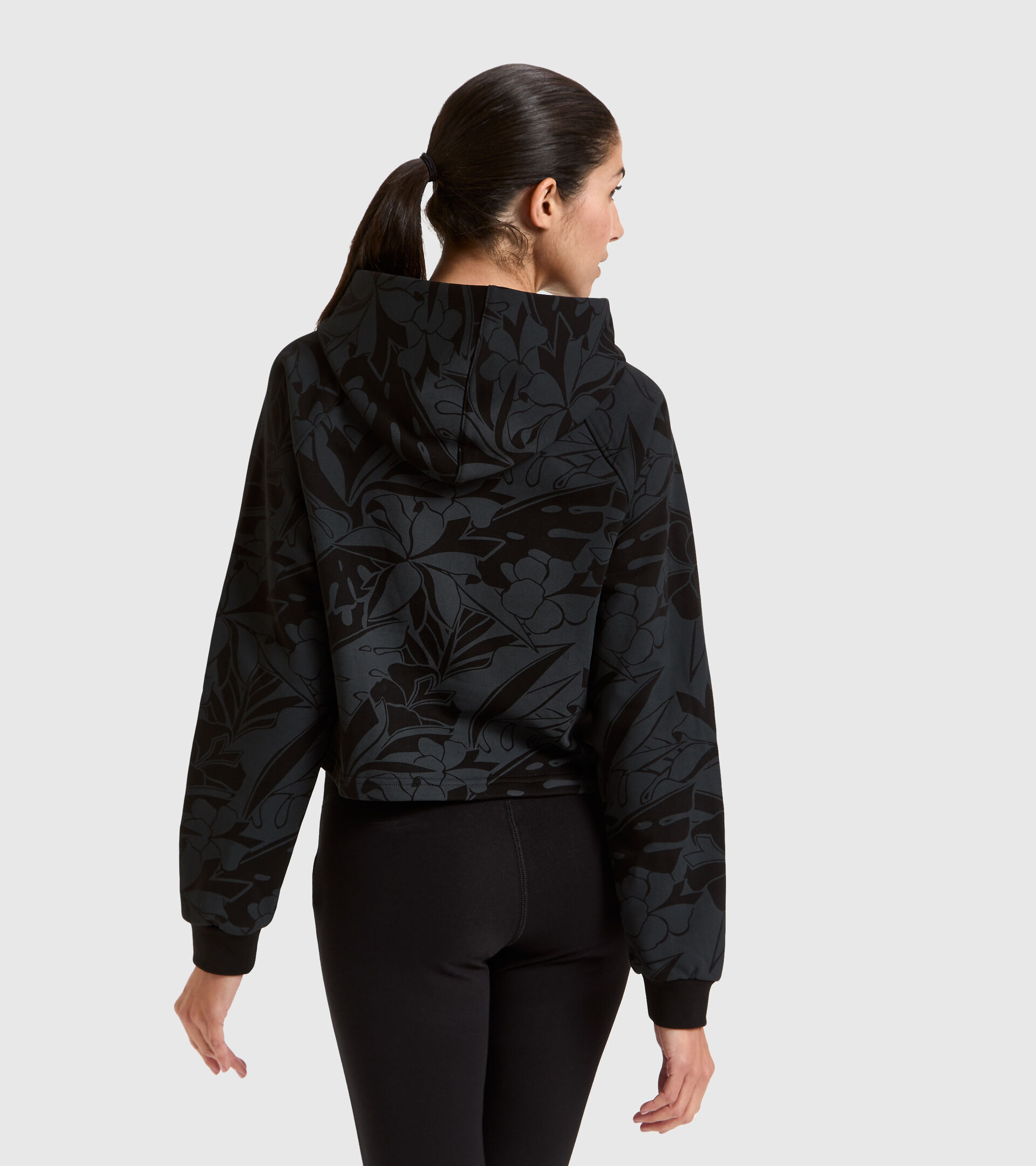 Cropped Cotton hoodie - Women L. HOODIE CROP MANIFESTO BLACK - Diadora