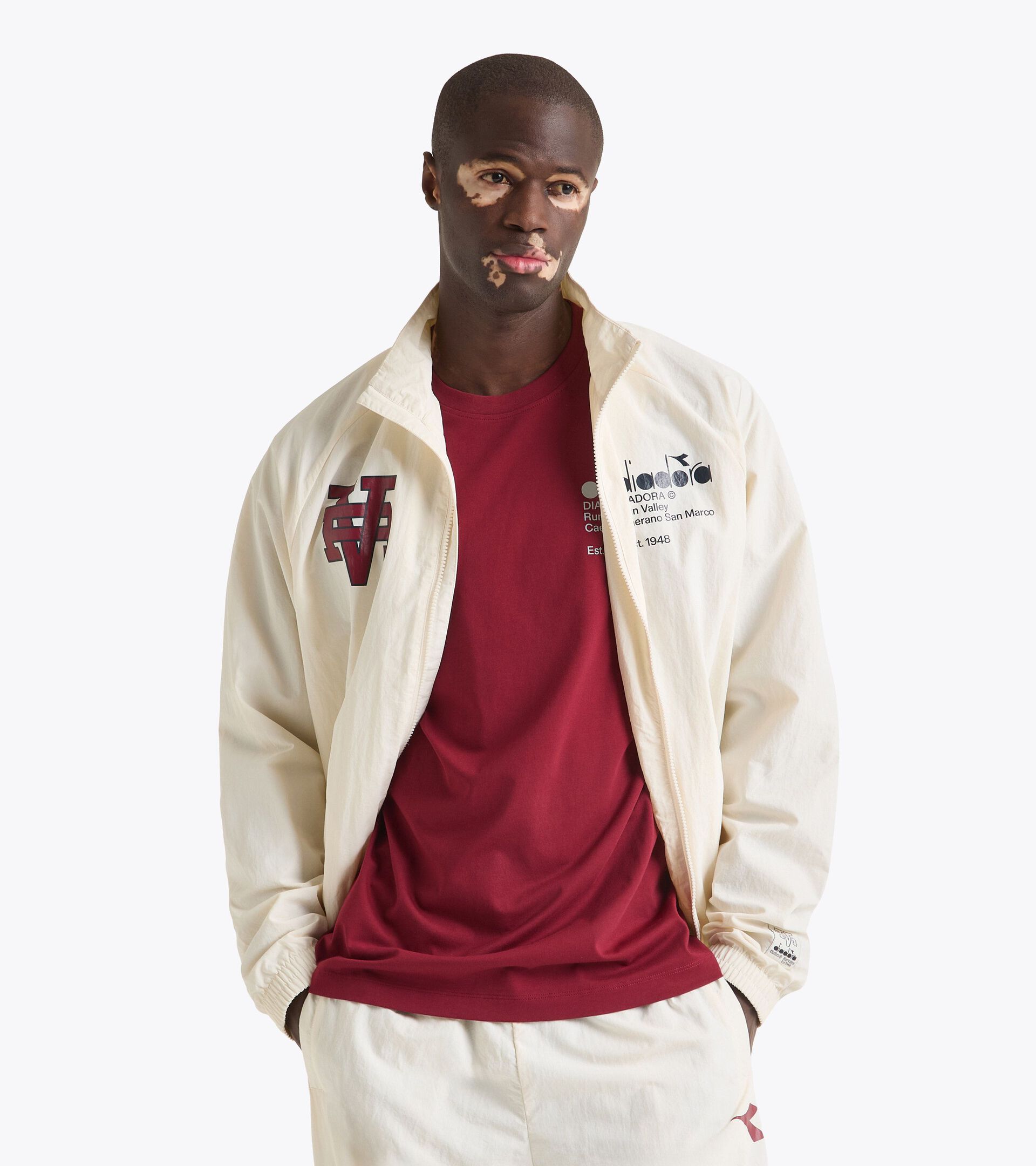 Track Jacket de taslán - Run Valley - Para todos los géneros TRACK JACKET RUN VALLEY BLANCO MURMURAR - Diadora