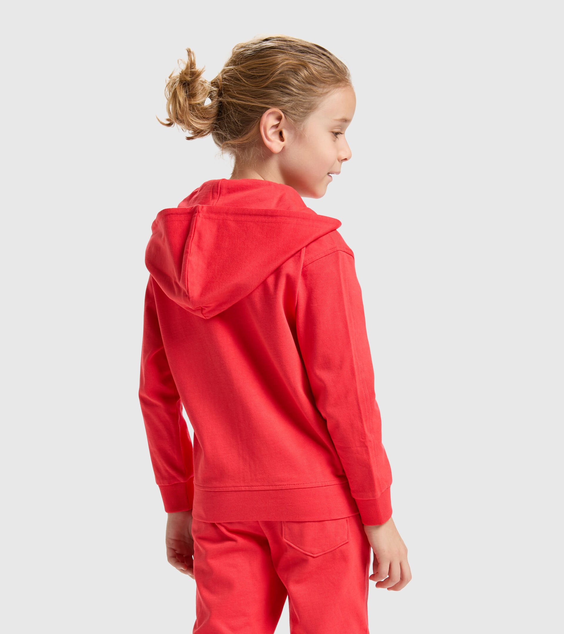 Junior cotton sports sweatshirt - Unisex JU. HOODIE FZ RAINBOW POPPY RED - Diadora