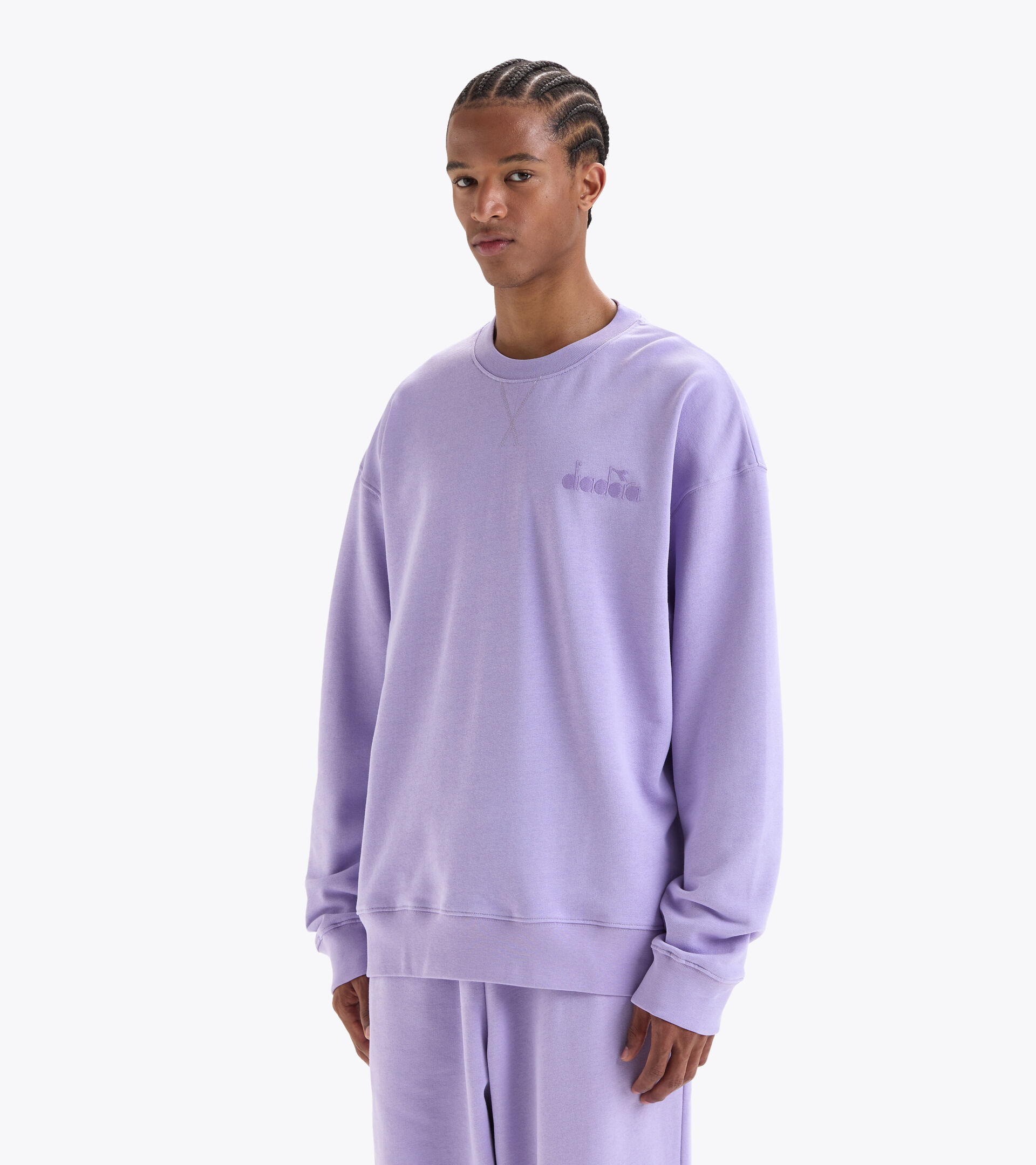 Cotton sweatshirt - Gender neutral SWEATSHIRT CREW SPW LOGO PURPLE ROSE - Diadora