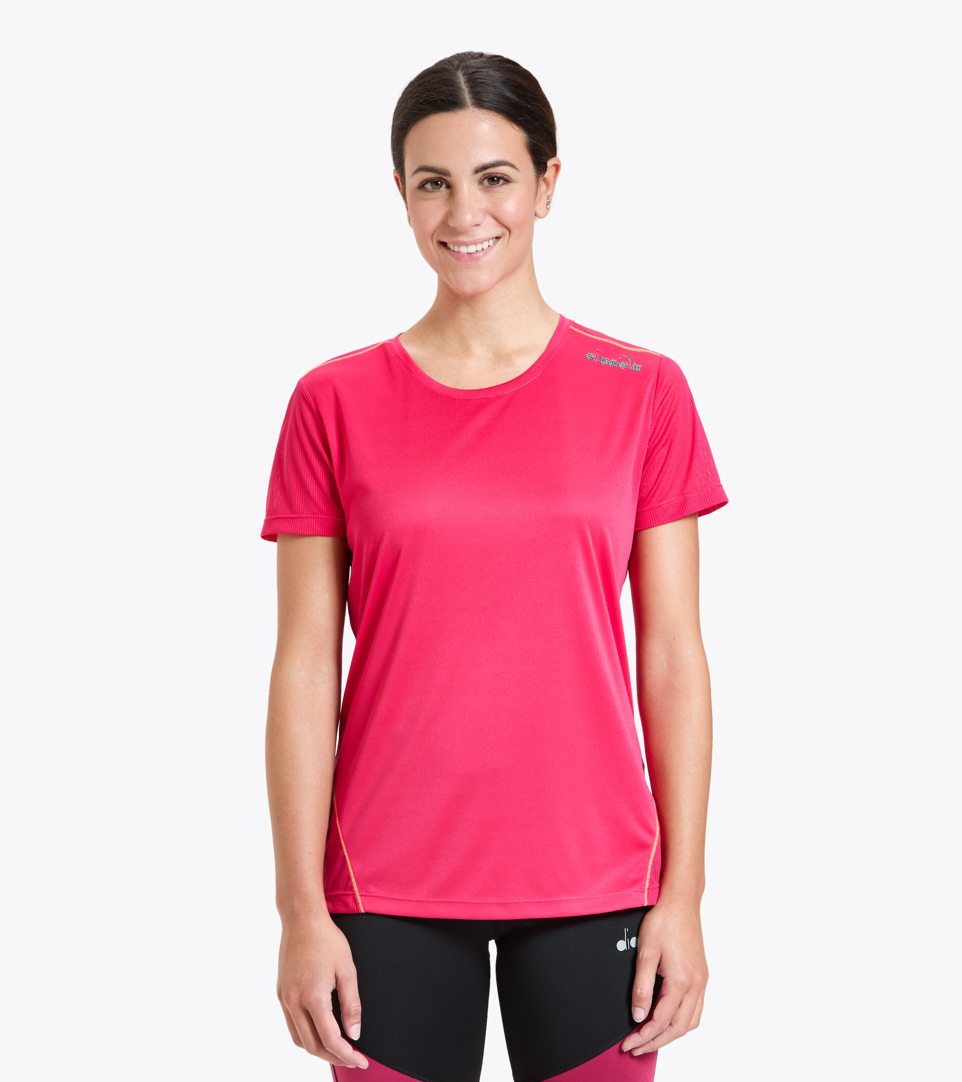 Running T-shirt - Women L. X-RUN SS T-SHIRT RED VIRTUAL PINK - Diadora