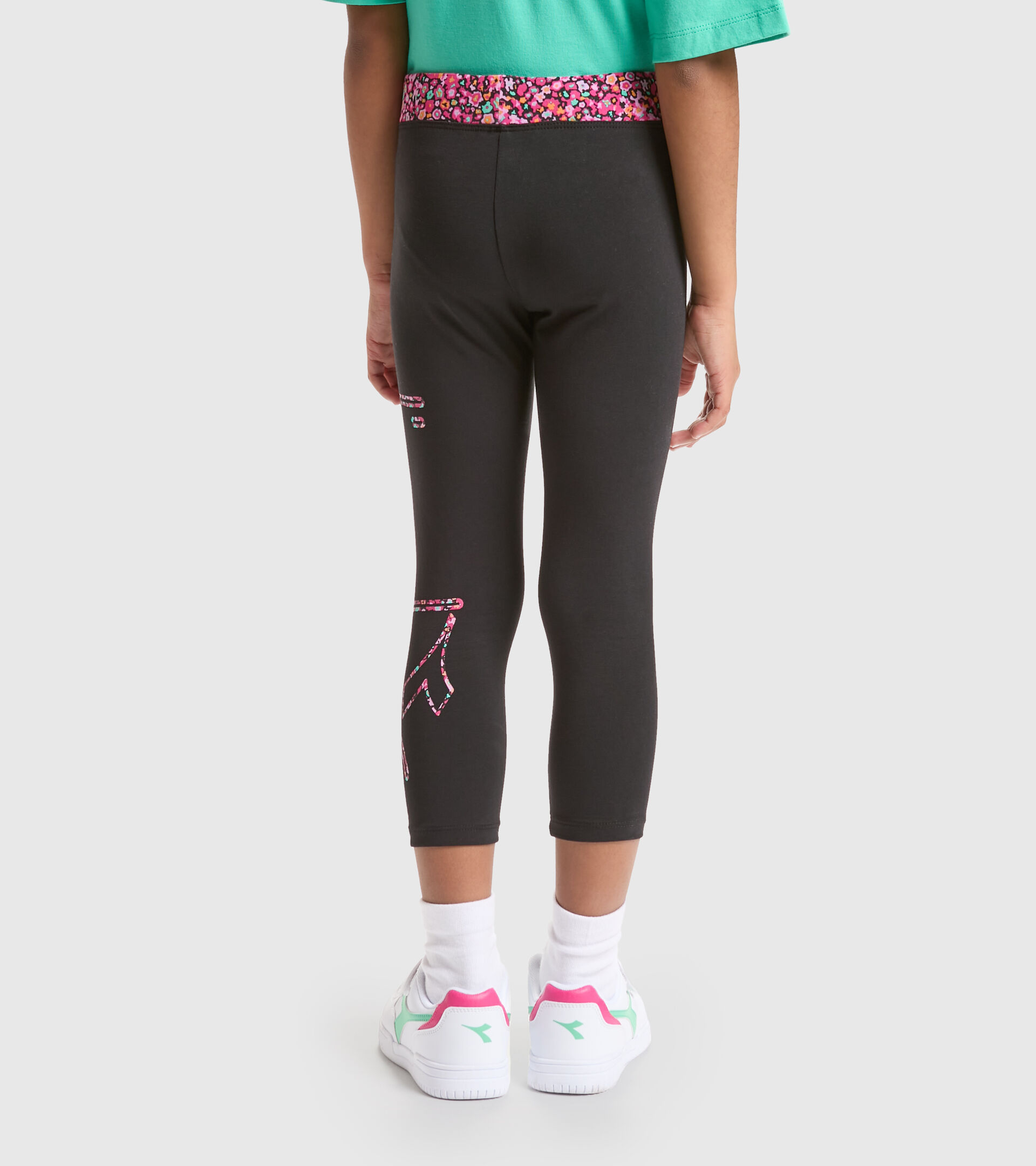 Stretch cotton jersey sports leggings - Girls JG.LEGGINGS BLOSSOM BLACK - Diadora