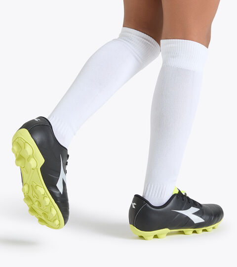 PICHICHI 3 MD JR, BLACK/YELLOW FL DD/SILVER Hard ground football boot - Unisex kids PICHICHI 3 MD JR BLACK/YELLOW FL DD/SILVER - Diadora