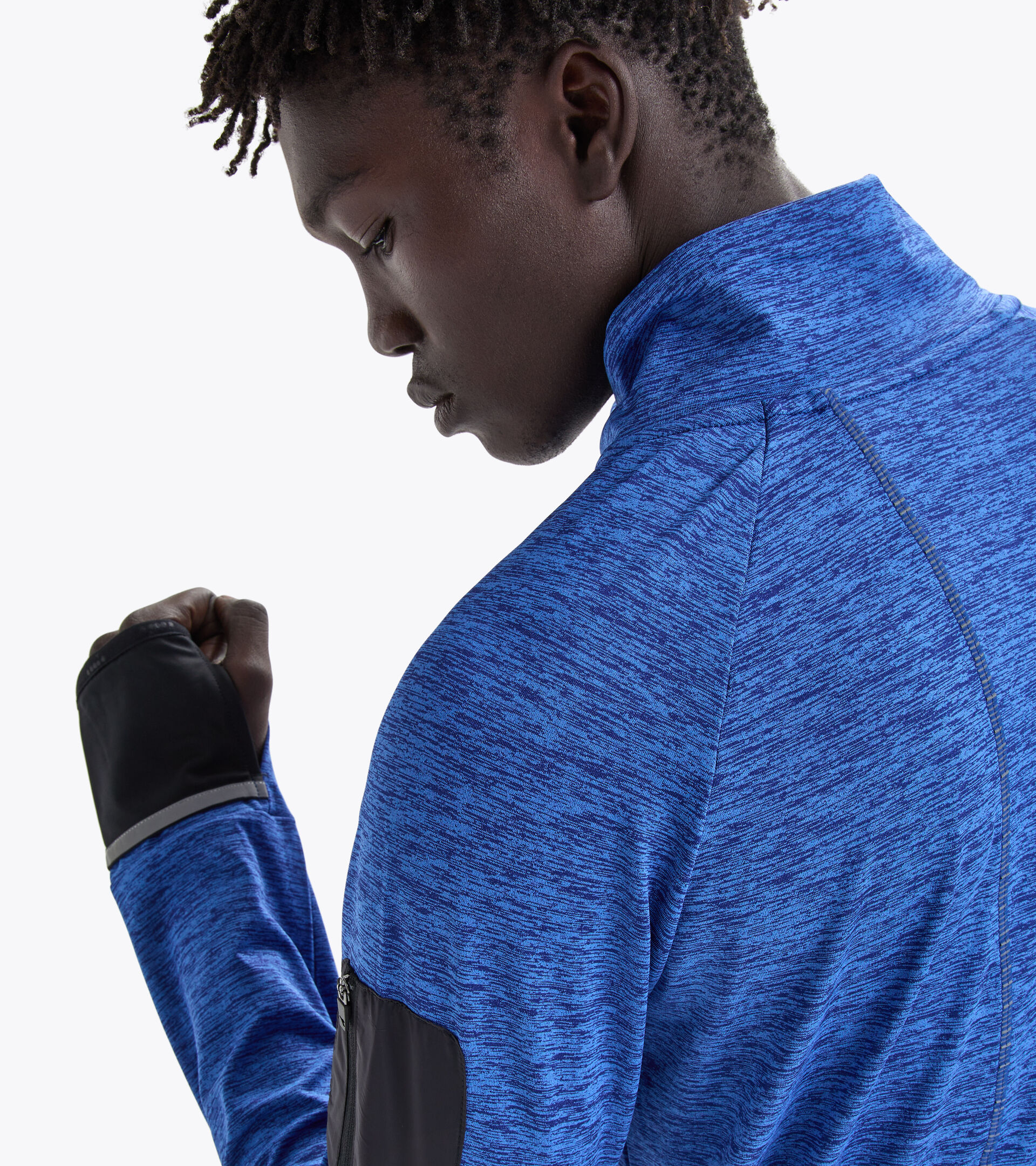 Maillot de running demi-zippé - Homme WARM UP WINTER SWEAT BE ONE TURC MER BLEU - Diadora