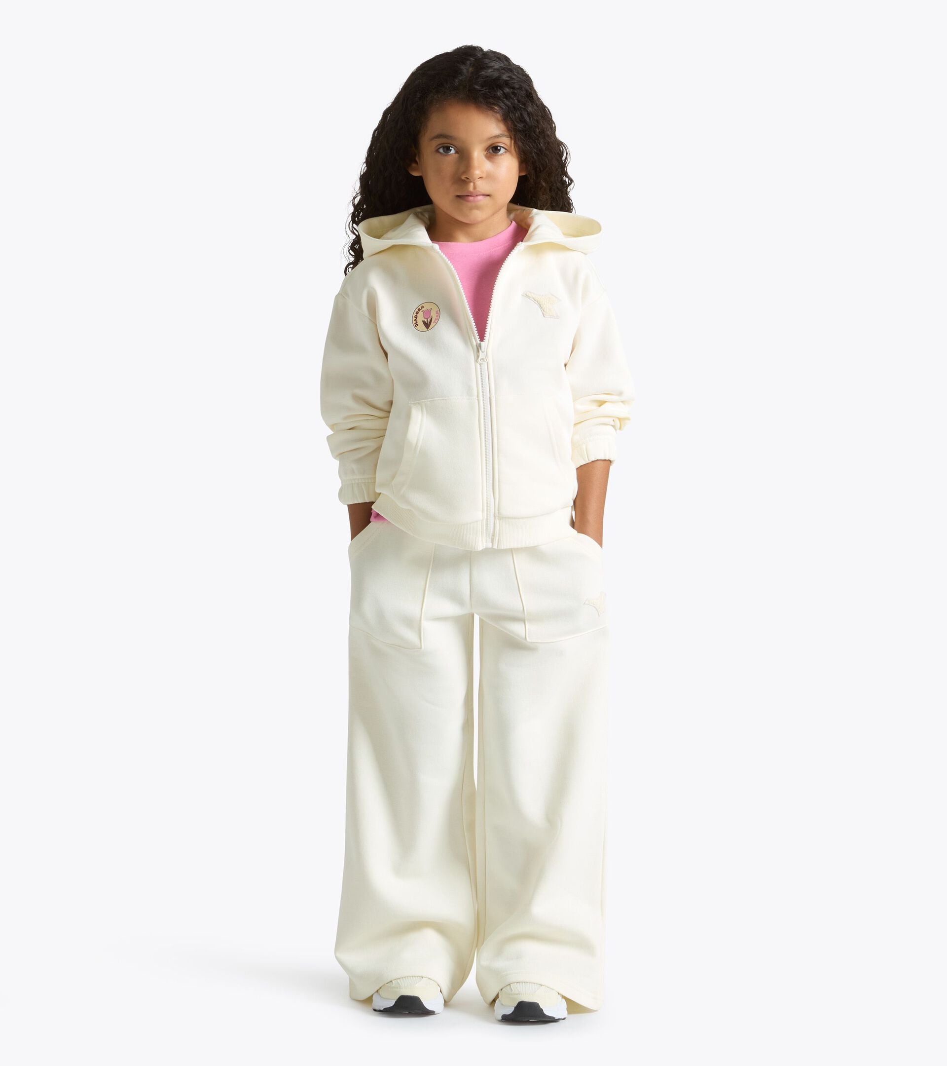 Surv&ecirc;tement cotton look - Regular/Relaxed - Fille JG. TRACKSUIT HD FZ LOGO (BR) BLANC GARDENIA - Diadora