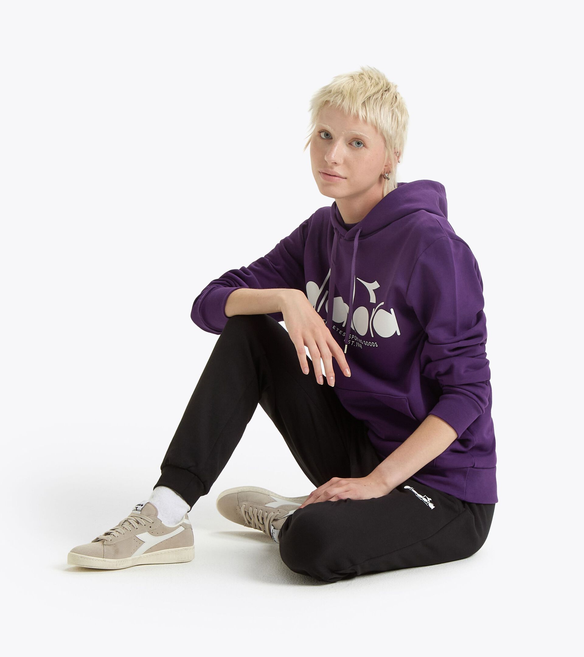 Color block hoodie - All-Gender HOODIE LOGO VIOLET JEWEL - Diadora