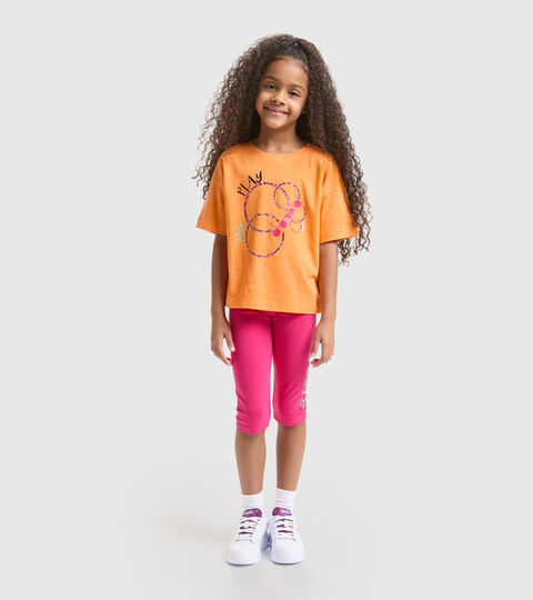 Stretchy T-shirt and shorts set - Girls JG.SET HOOPS PAPAYA - Diadora