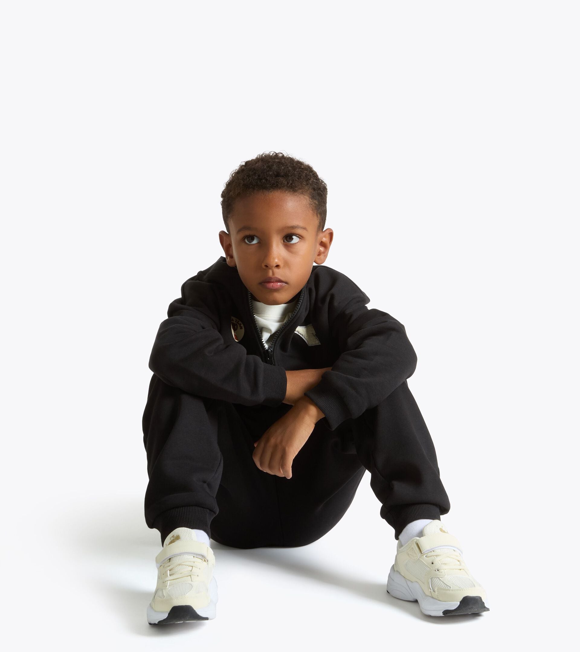 Cotton-look tracksuit - Regular fit - Boys JB. TRACKSUIT FZ LOGO (BR) BLACK - Diadora
