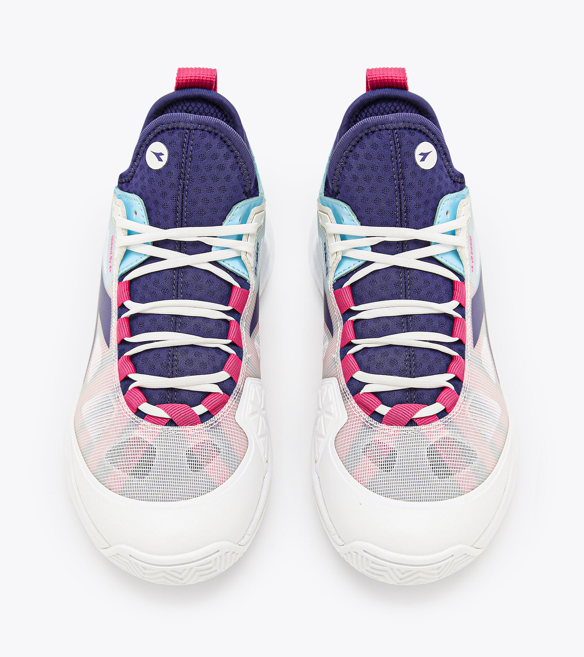 Tennis shoes for clay courts - Women SPEED BLUSHIELD FLY 4 + W CLAY BLCO/CIANOTIPO/ROSADO AQUILEA - Diadora
