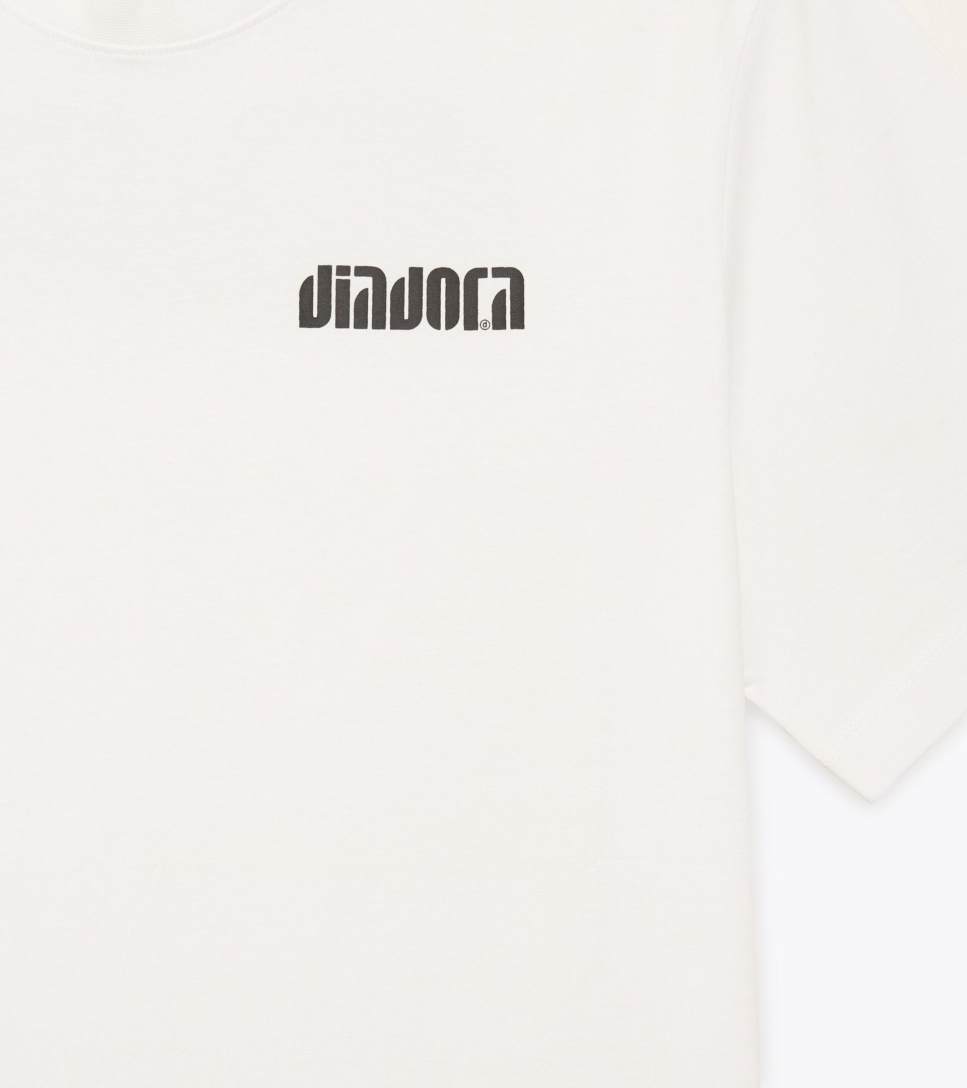 Cotton t-shirt - All-gender T-SHIRT SS ATHL. LOGO SL OPTICAL WHITE/BLACK - Diadora