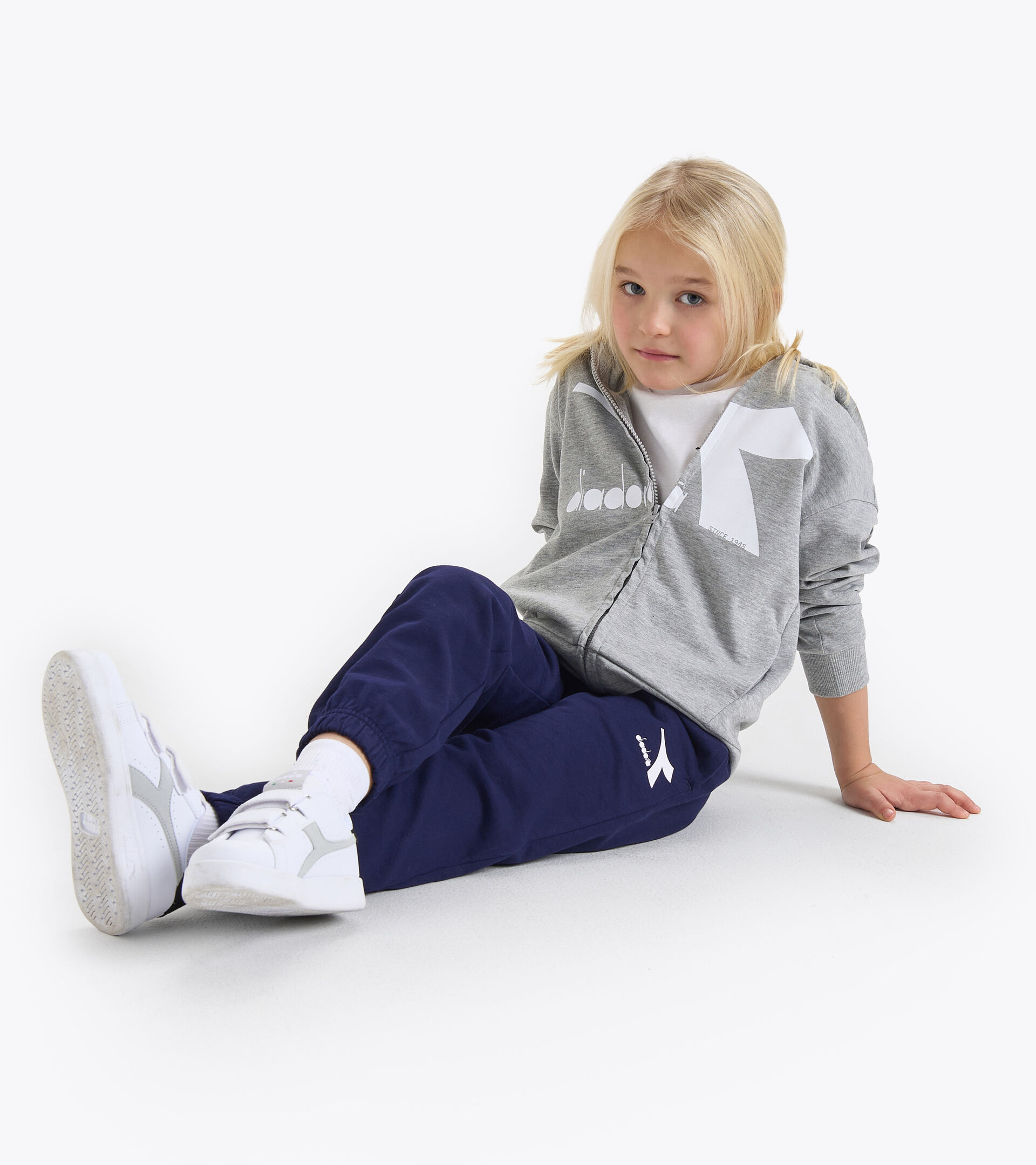 Hooded full-zip sweatshirt - Kids JU.HOODIE FZ LIGHT MIDDLE GRAY MELANGE - Diadora