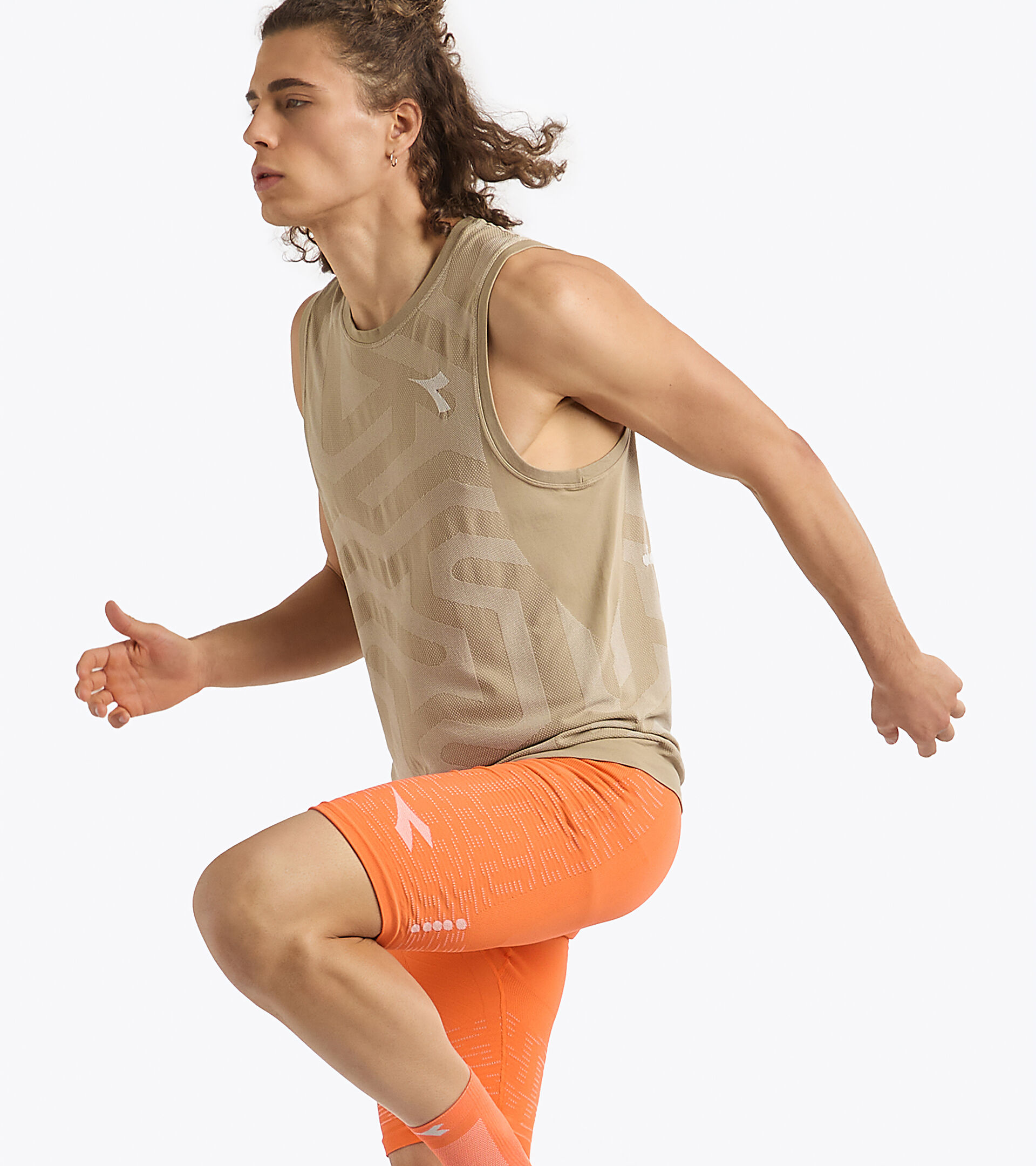 Technical shorts for temperature control - Running - Men’s STRATOUNO HALF-TIGHT ORANGE NECTARINE - Diadora