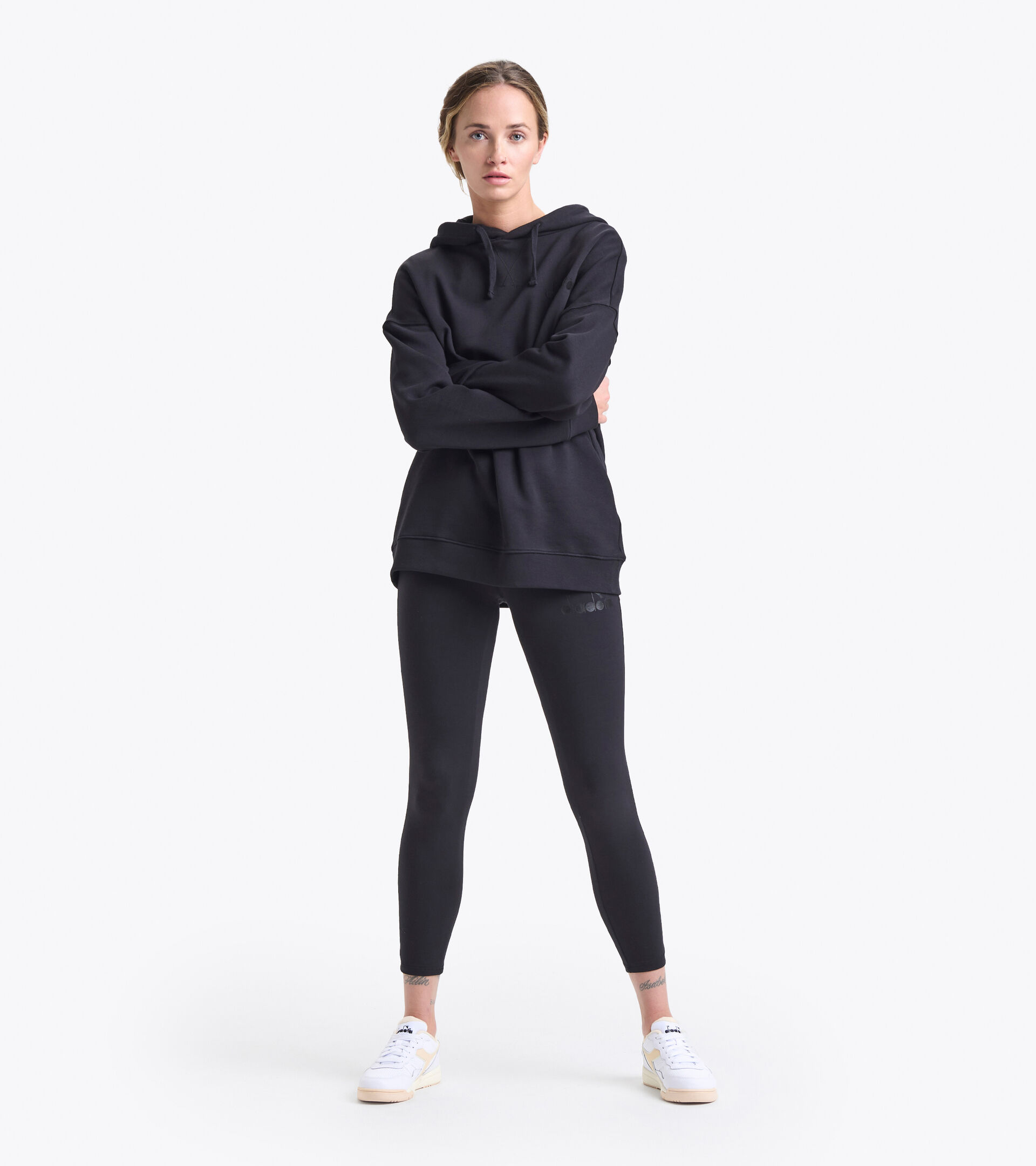 Sweat-shirt en coton - Femme L. HOODIE SPW LOGO NOIR - Diadora