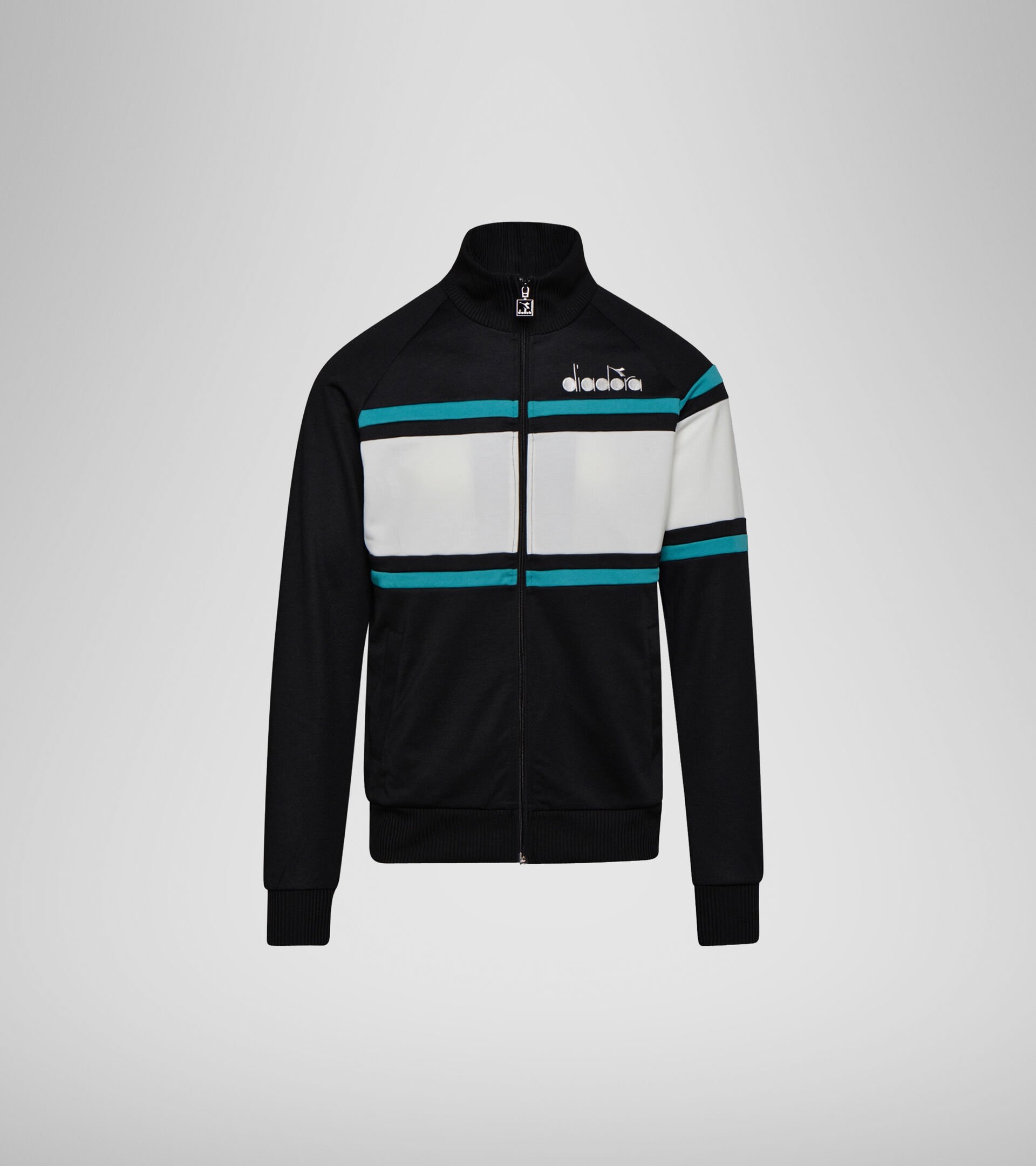 Apparel Sportswear UOMO JACKET 80S BLACK/ACQUA GREEN/WHITE MILK Diadora