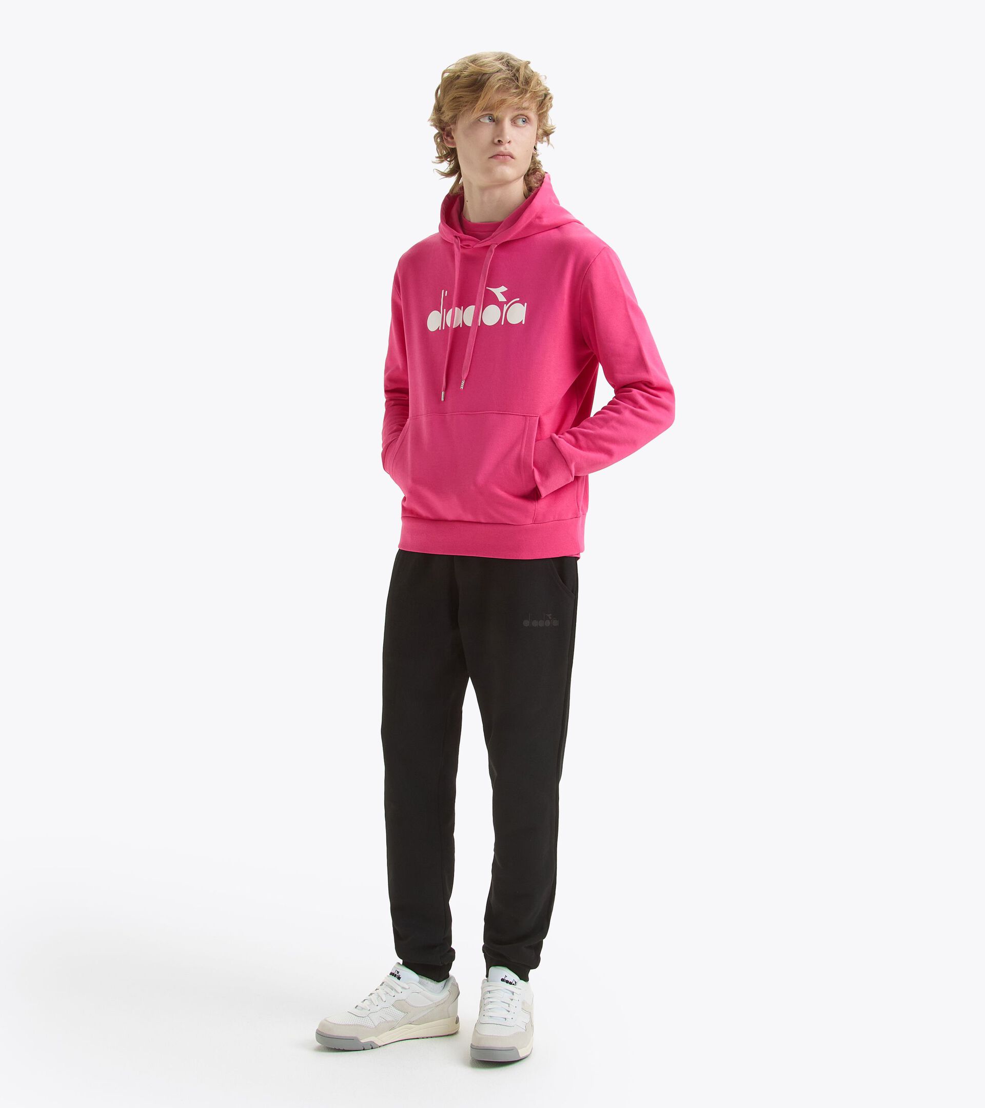 Sporty hoodie - Made in Italy - Gender Neutral HOODIE LOGO PINK SORBET - Diadora