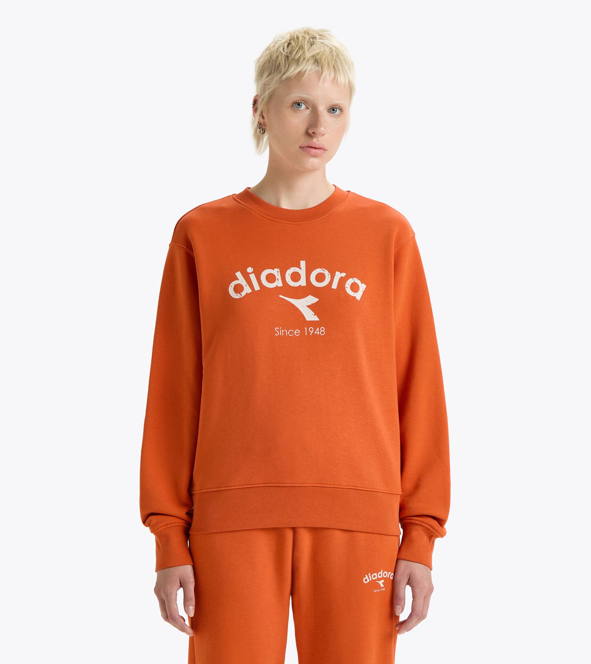 Crewneck sweatshirt - Gender Neutral
 SWEATSHIRT CREW ATHL. LOGO PUREED PUMPKIN - Diadora