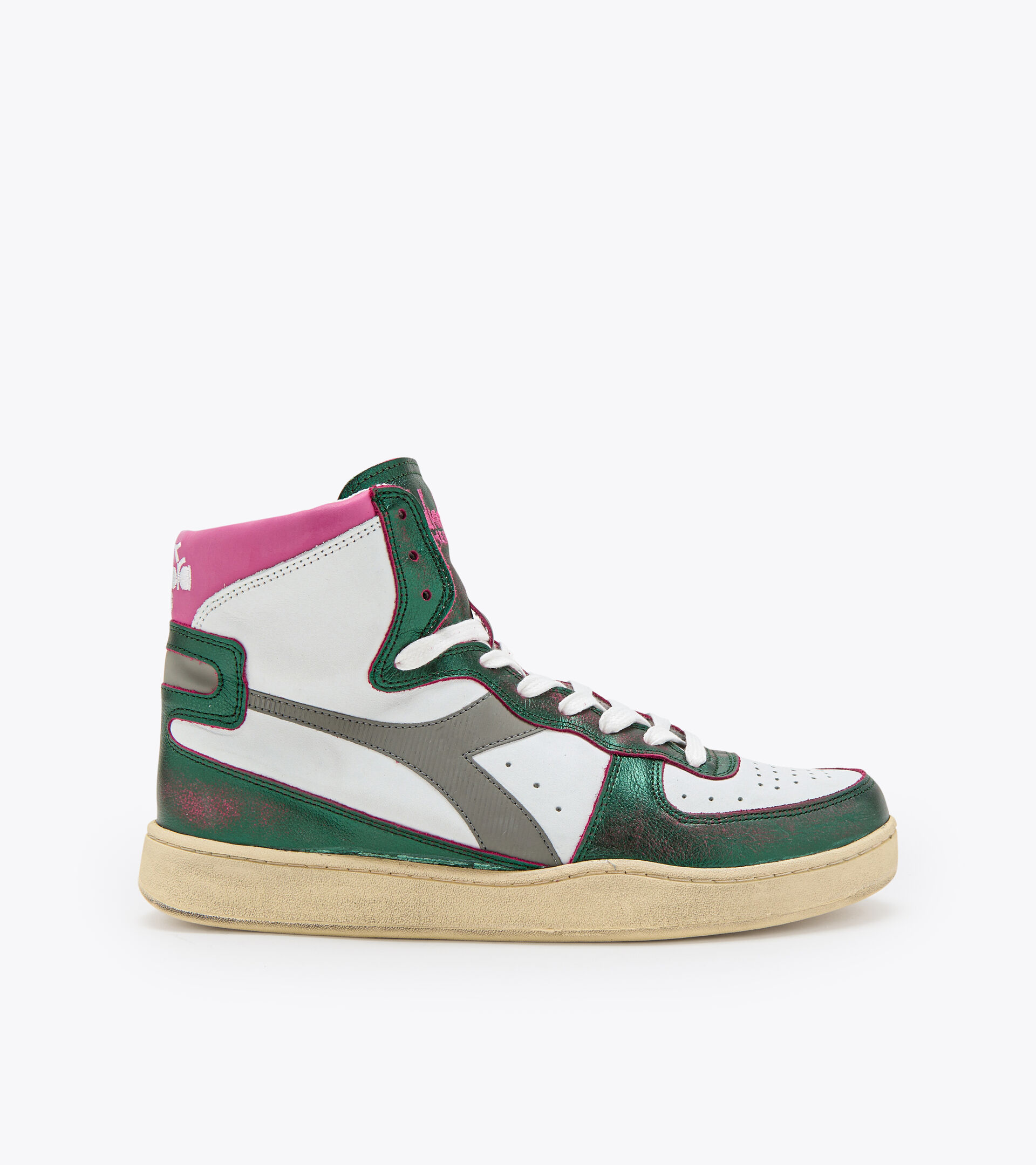 Heritage shoes - Unisex MI BASKET METAL MIX USED WHITE/GREEN - Diadora