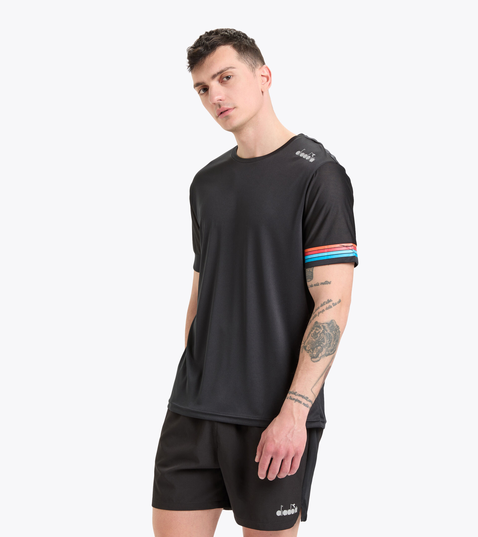 Short-sleeved running T-shirt - Men SS CORE TEE BLACK - Diadora
