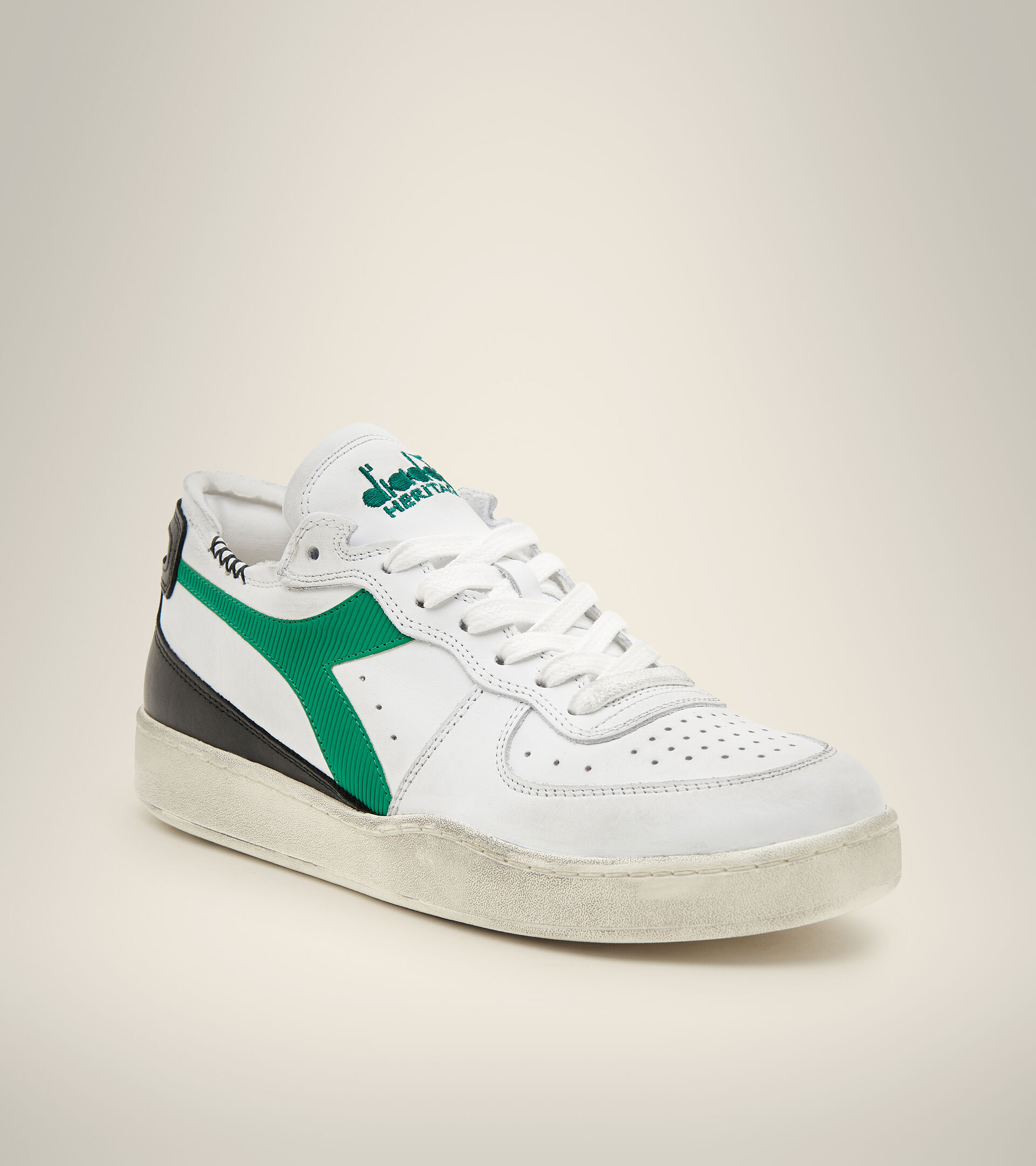 Scarpa Heritage - Unisex MI BASKET ROW CUT BIANCO/VERDE CREMA PISELLO/NER - Diadora