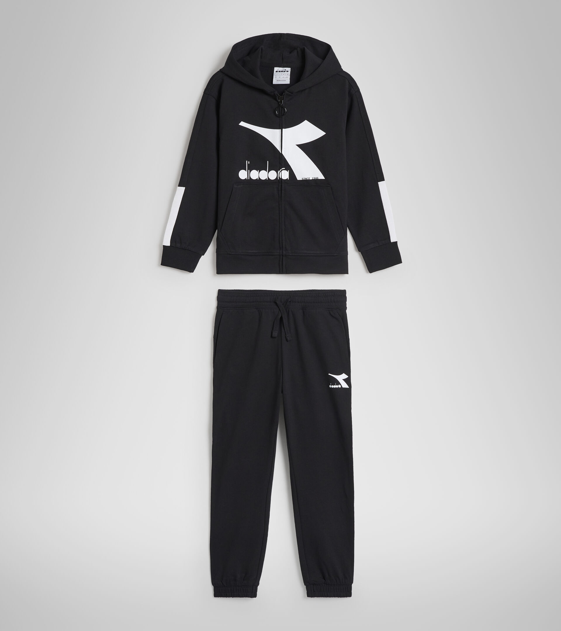 Junior sports tracksuit with hood - Unisex JU.TRACKSUIT HD RAINBOW BLACK - Diadora