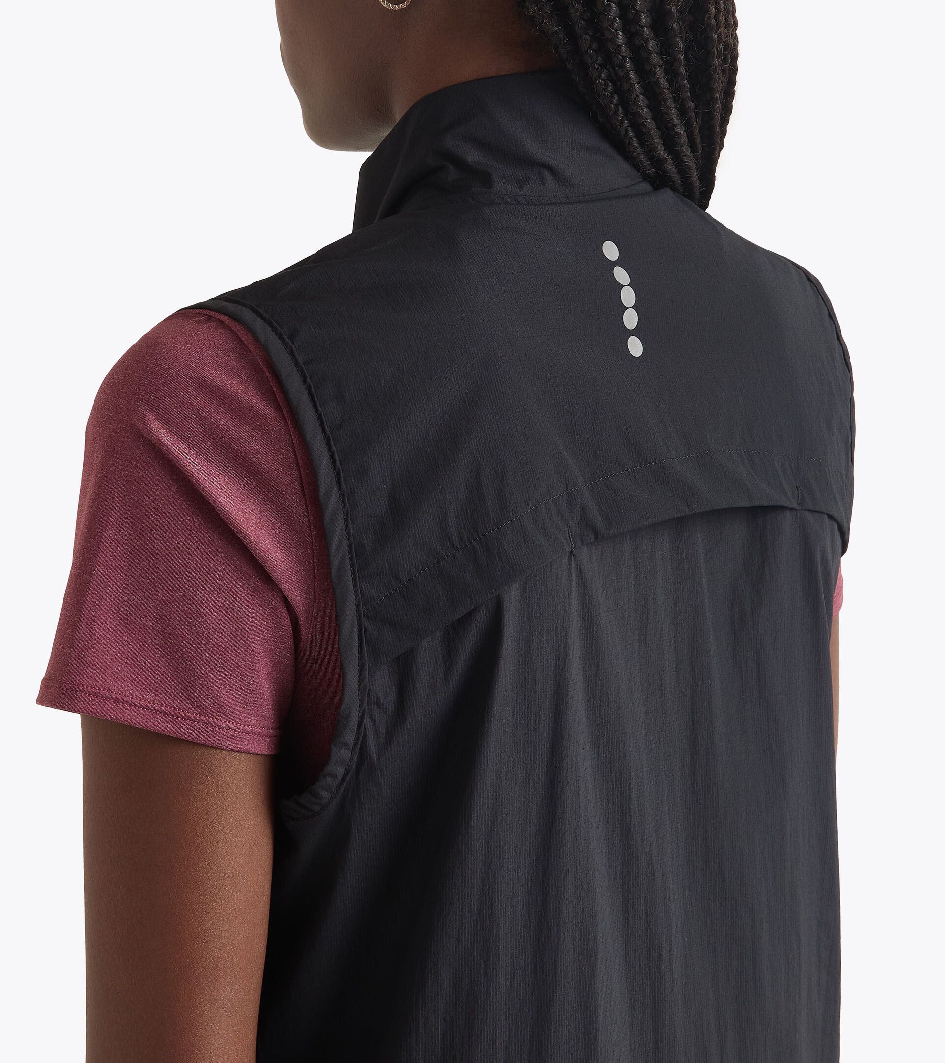 Packable windbreaker vest - Running - Women’s L. WINDBREAKER PACKABLE VEST BLACK - Diadora