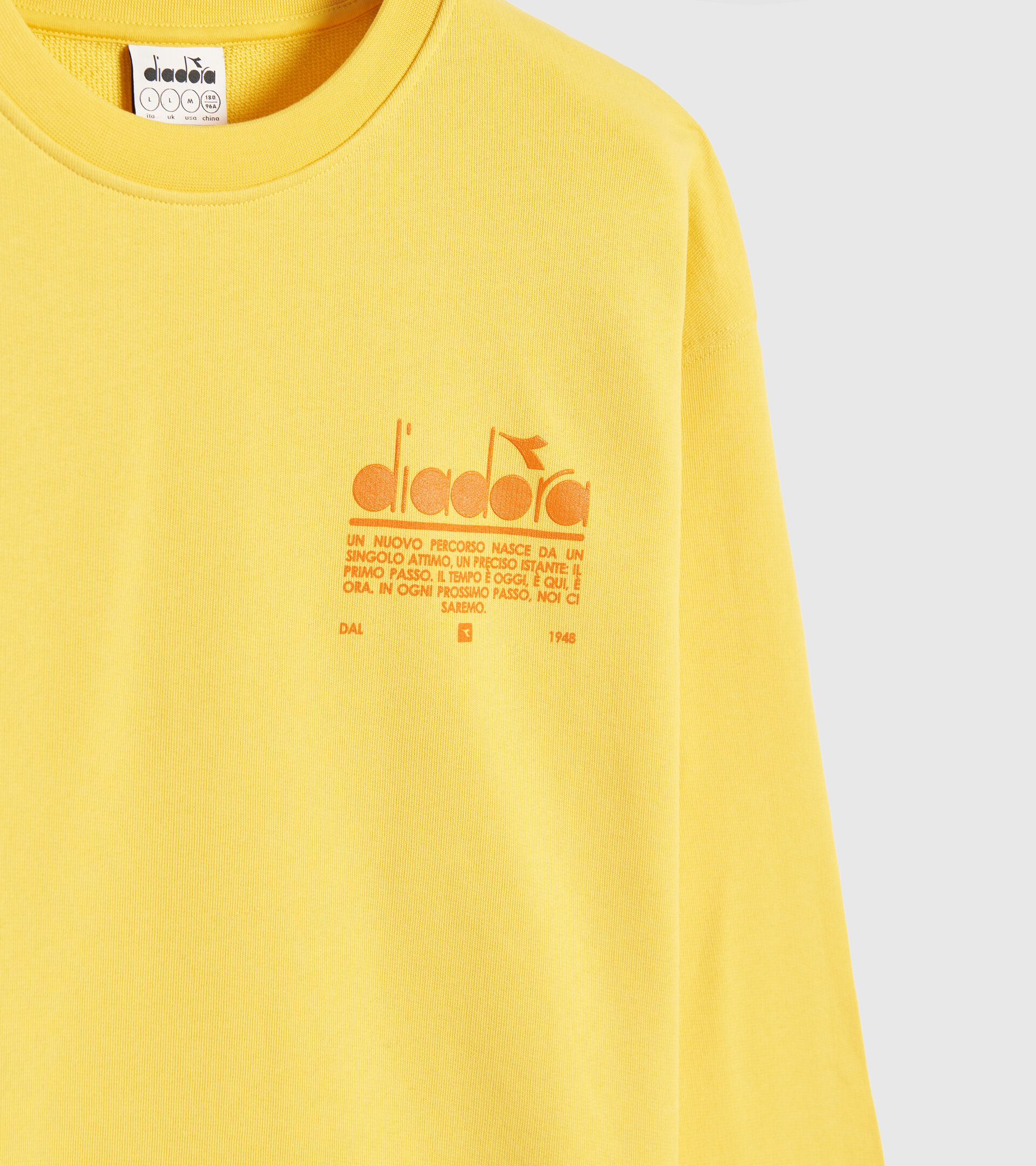 Organic cotton round-neck sweatshirt - Unisex SWEATSHIRT CREW MANIFESTO YELLOW LENS - Diadora