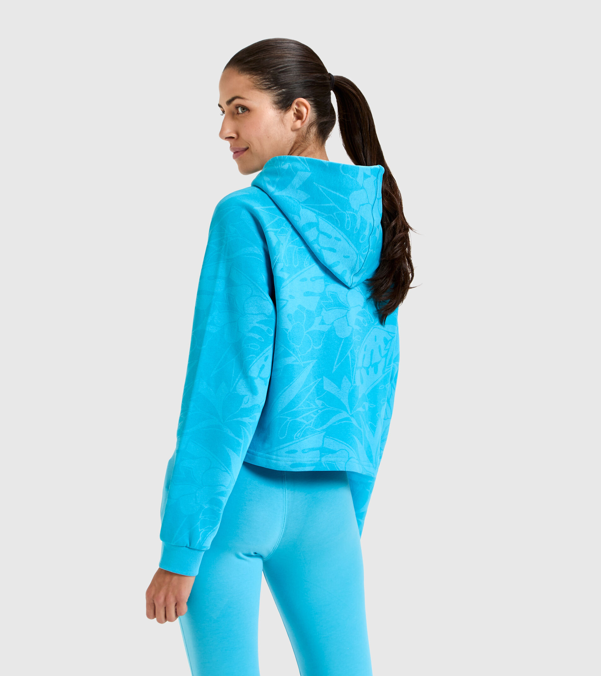 Cropped Cotton hoodie - Women L. HOODIE CROP MANIFESTO SKY BLUE INTENSE - Diadora