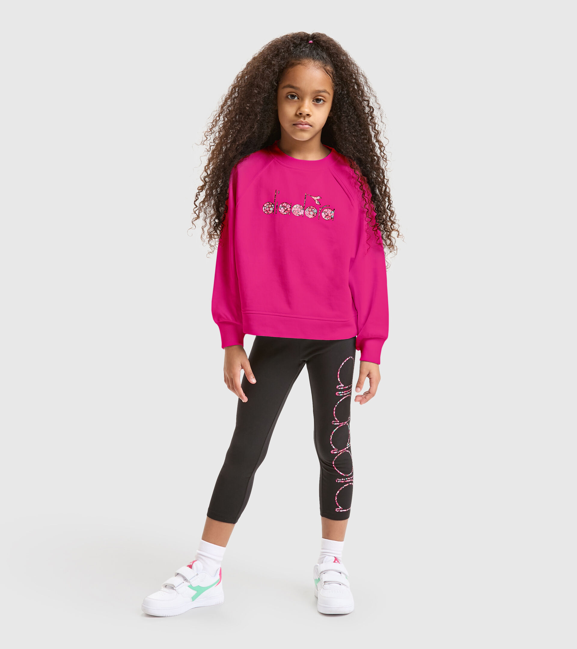 Cotton sports sweatshirt - Girls JG.SWEAT BLOSSOM SHOCKING PINK - Diadora