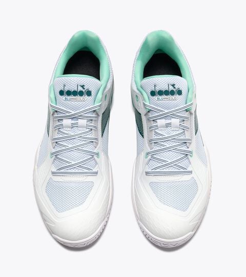 Tennis shoe for hard surfaces and clay courts -  Protection and cushioning - Men&rsquo;s BLUSHIELD TORNEO 3 AG WHITE/SHADED SPRUCE - Diadora