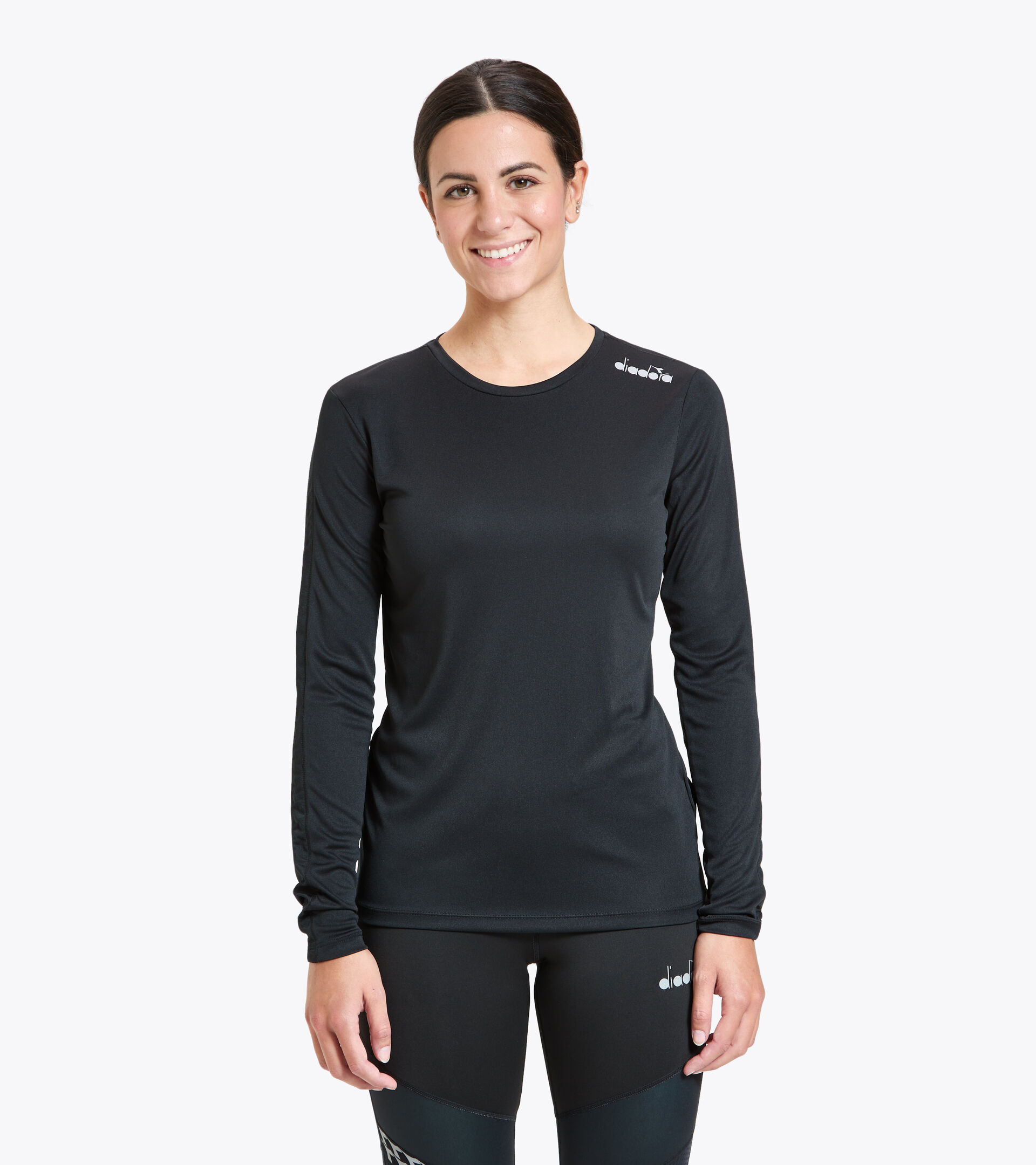 Running T-shirt - Women L. LS CORE TEE BLACK - Diadora