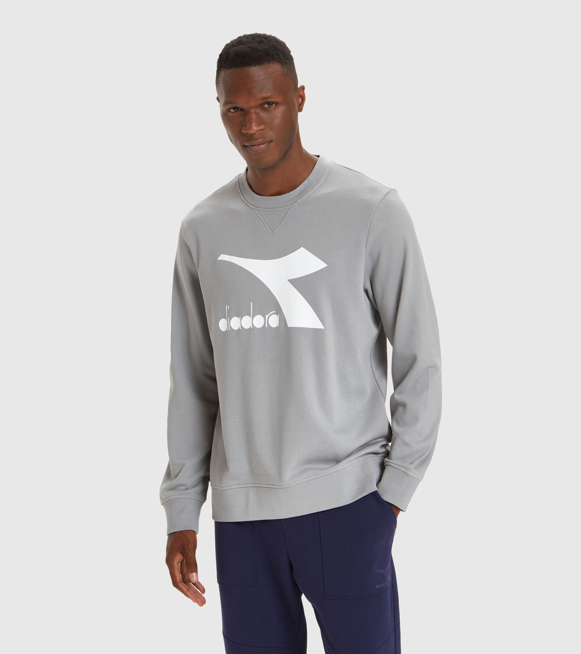 Crew-neck sweatshirt - Men SWEATSHIRT CREW LOGO CHROMIA GRAY MOUSE - Diadora