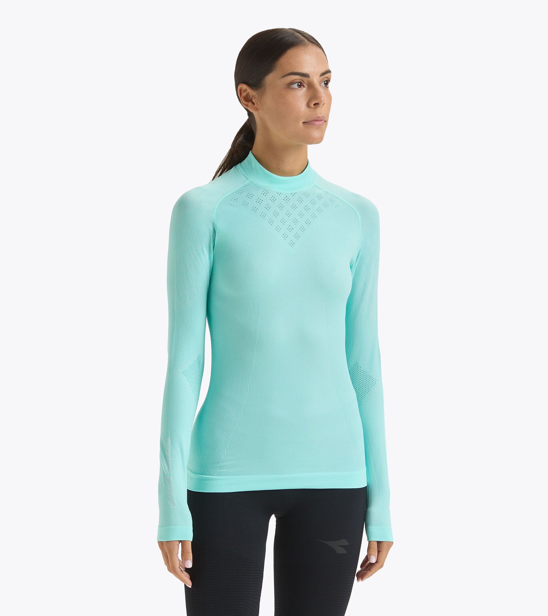 Camiseta de entrenamiento - Mujer L. TURTLE NECK ACT AZUL ARUBA - Diadora