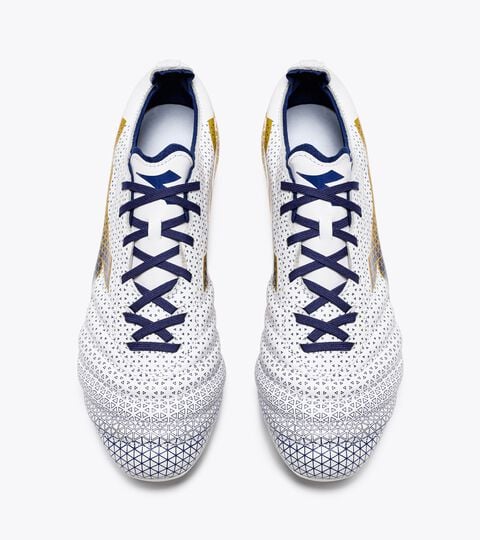 BRASIL ELITE GR LT LP12, WHITE/MAZARINE BLUE/GOLD Calcio boots for firm ground - Men's BRASIL ELITE GR LT LP12 WHITE/MAZARINE BLUE/GOLD - Diadora